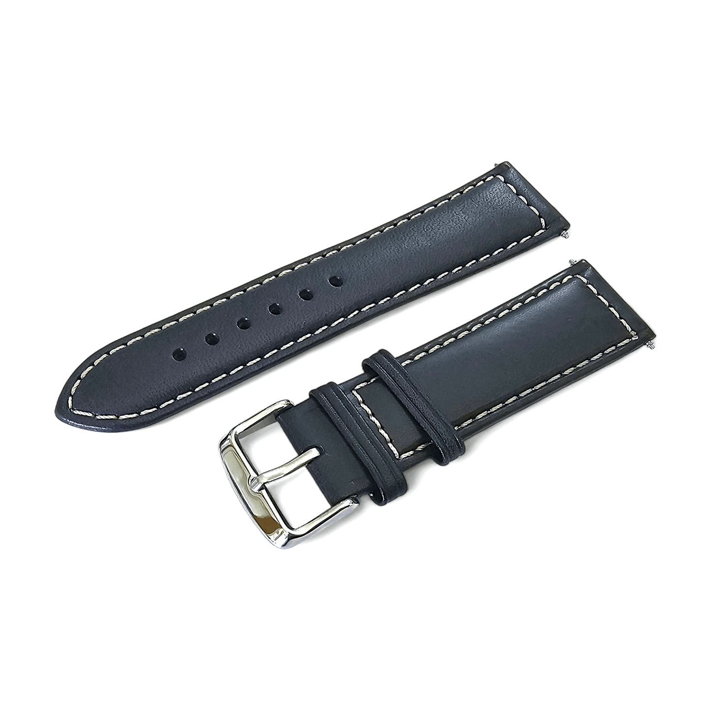Italian Leather Classic Padded Watch Strap Band 18mm 20mm 22mm Navy Blue - Wrist Envy