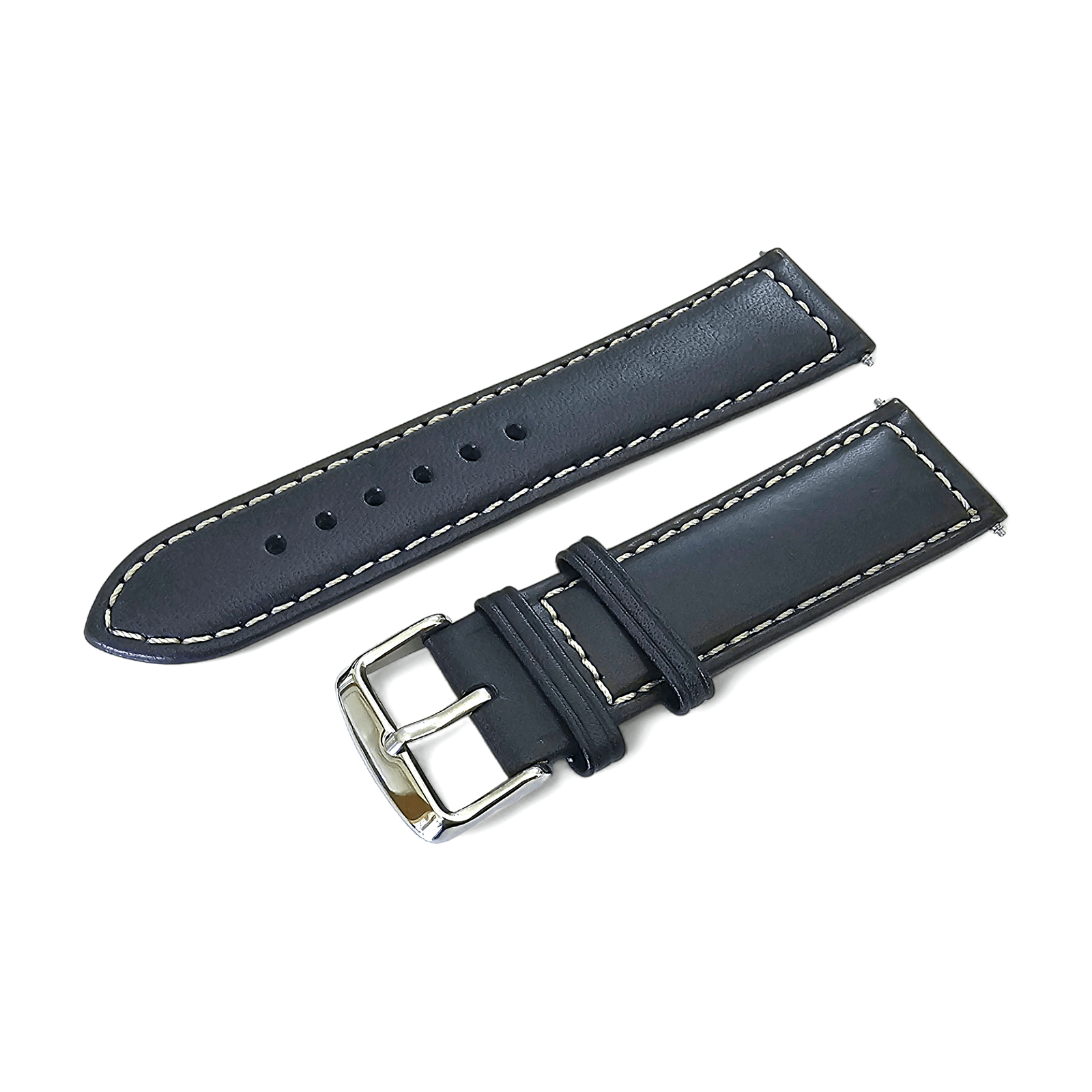 Italian Leather Classic Padded Watch Strap Band 18mm 20mm 22mm Navy Blue - Wrist Envy