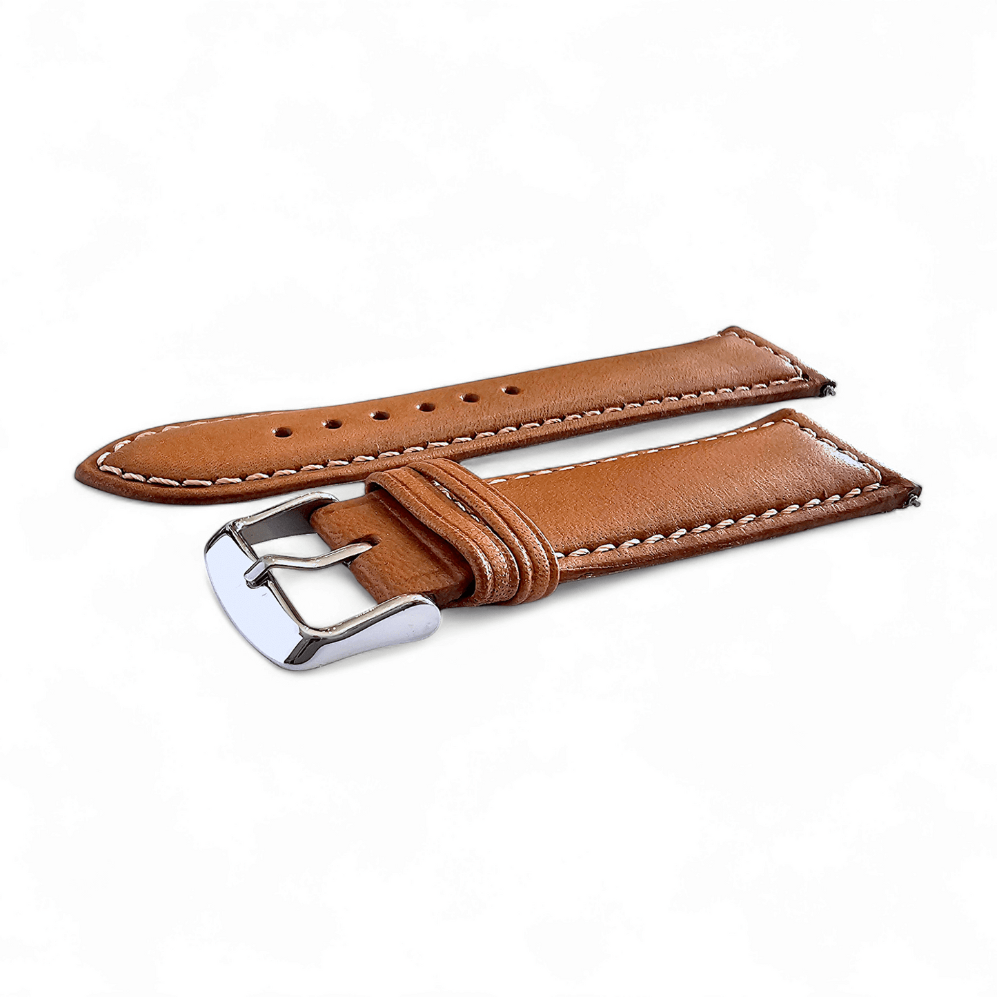 Italian Leather Classic Padded Watch Strap Band 18mm 20mm 22mm Tan Brown - Wrist Envy
