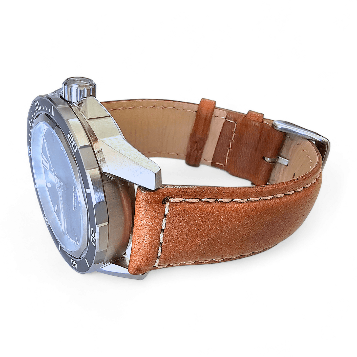 Italian Leather Classic Padded Watch Strap Band 18mm 20mm 22mm Tan Brown - Wrist Envy