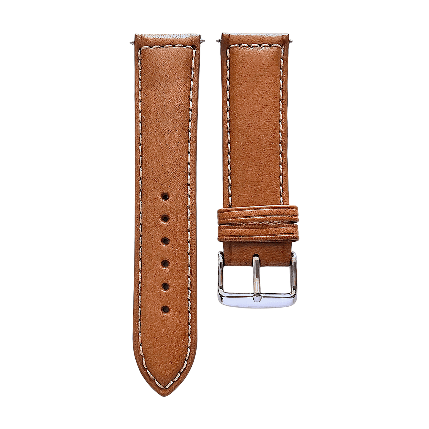Italian Leather Classic Padded Watch Strap Band 18mm 20mm 22mm Tan Brown - Wrist Envy