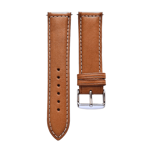 Italian Leather Classic Padded Watch Strap Band 18mm 20mm 22mm Tan Brown - Wrist Envy