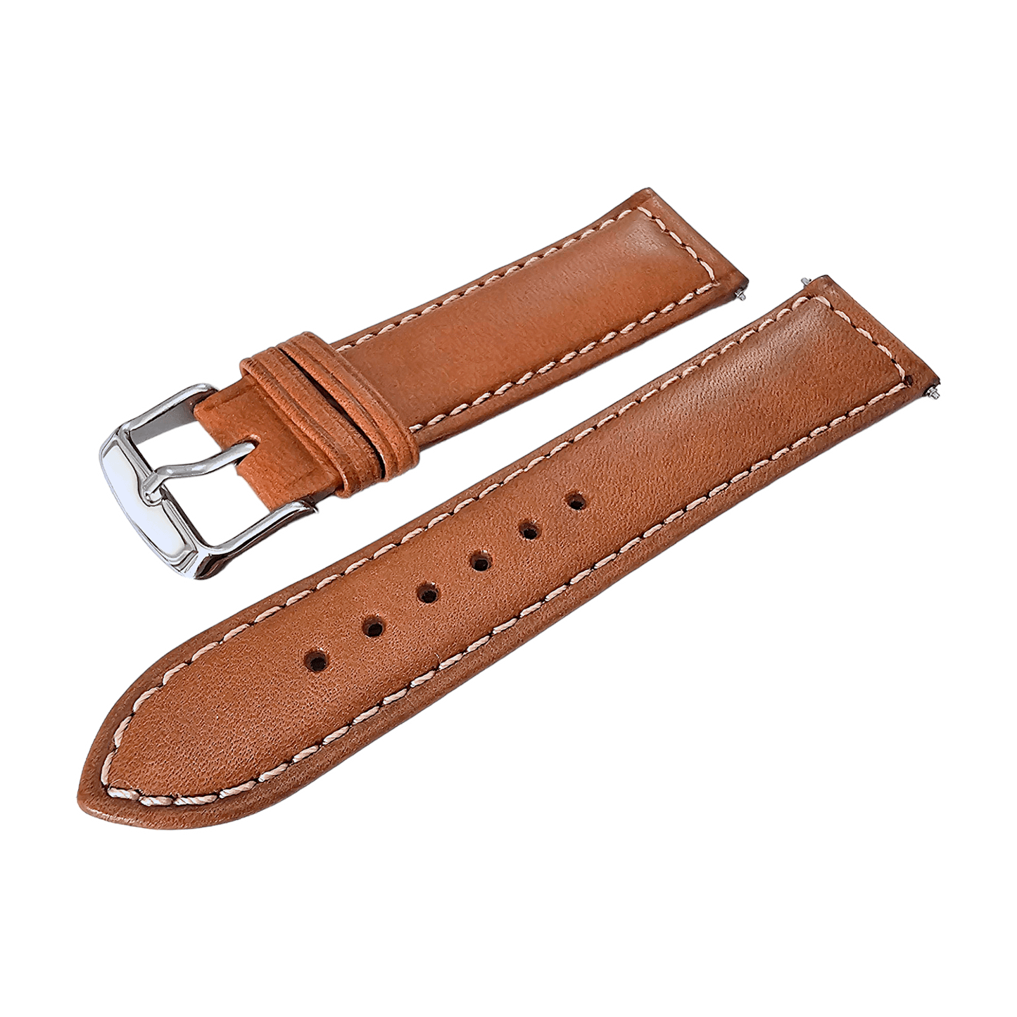 Italian Leather Classic Padded Watch Strap Band 18mm 20mm 22mm Tan Brown - Wrist Envy