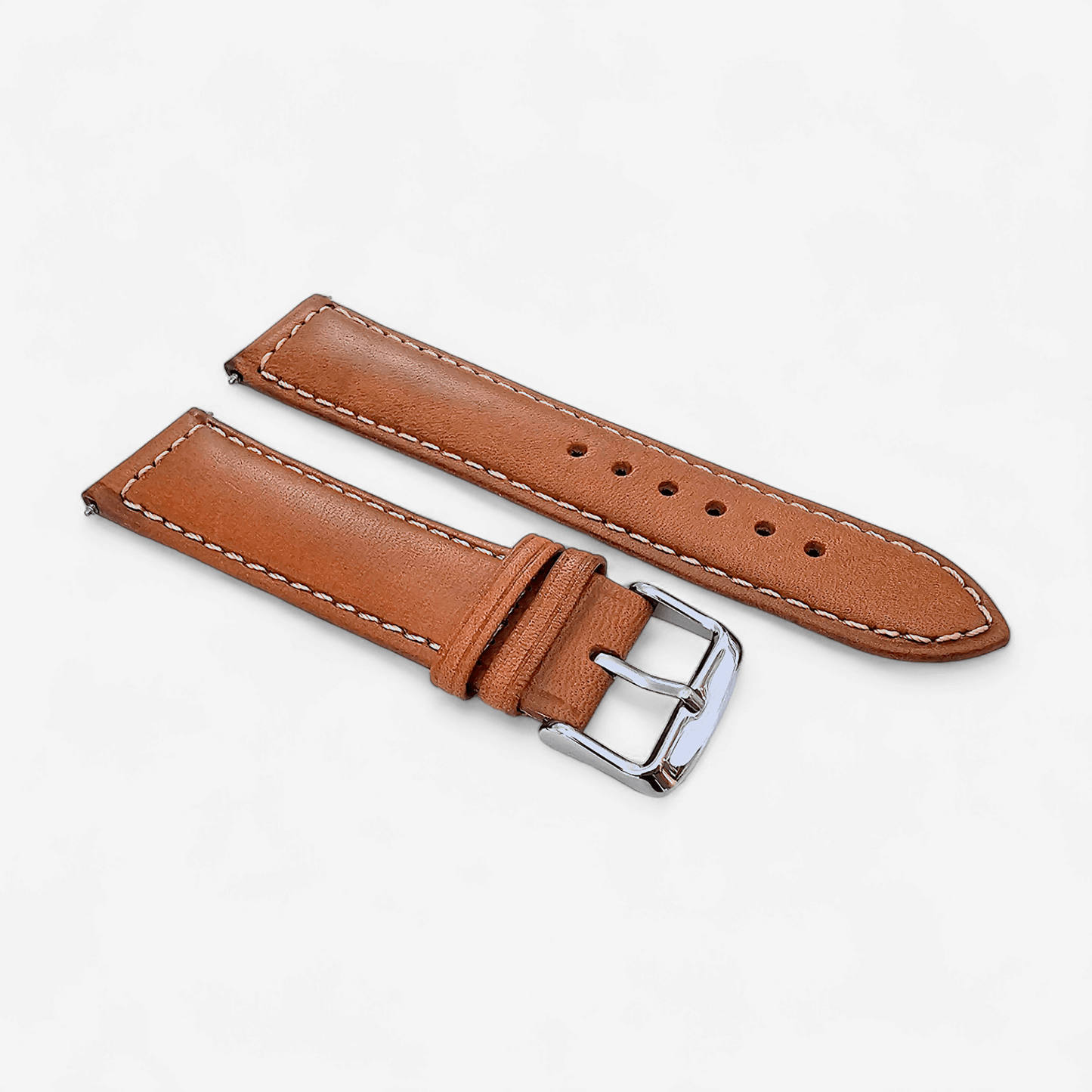 Italian Leather Classic Padded Watch Strap Band 18mm 20mm 22mm Tan Brown - Wrist Envy