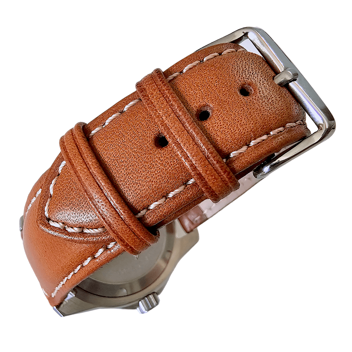 Italian Leather Classic Padded Watch Strap Band 18mm 20mm 22mm Tan Brown - Wrist Envy