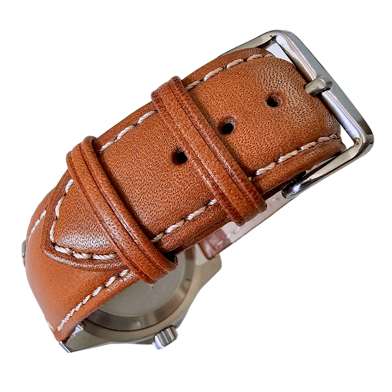 Italian Leather Classic Padded Watch Strap Band 18mm 20mm 22mm Tan Brown - Wrist Envy