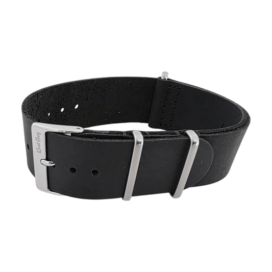 Italian Leather Military Watch Strap 18mm 20mm 21mm 22mm XL Black - Wrist Envy