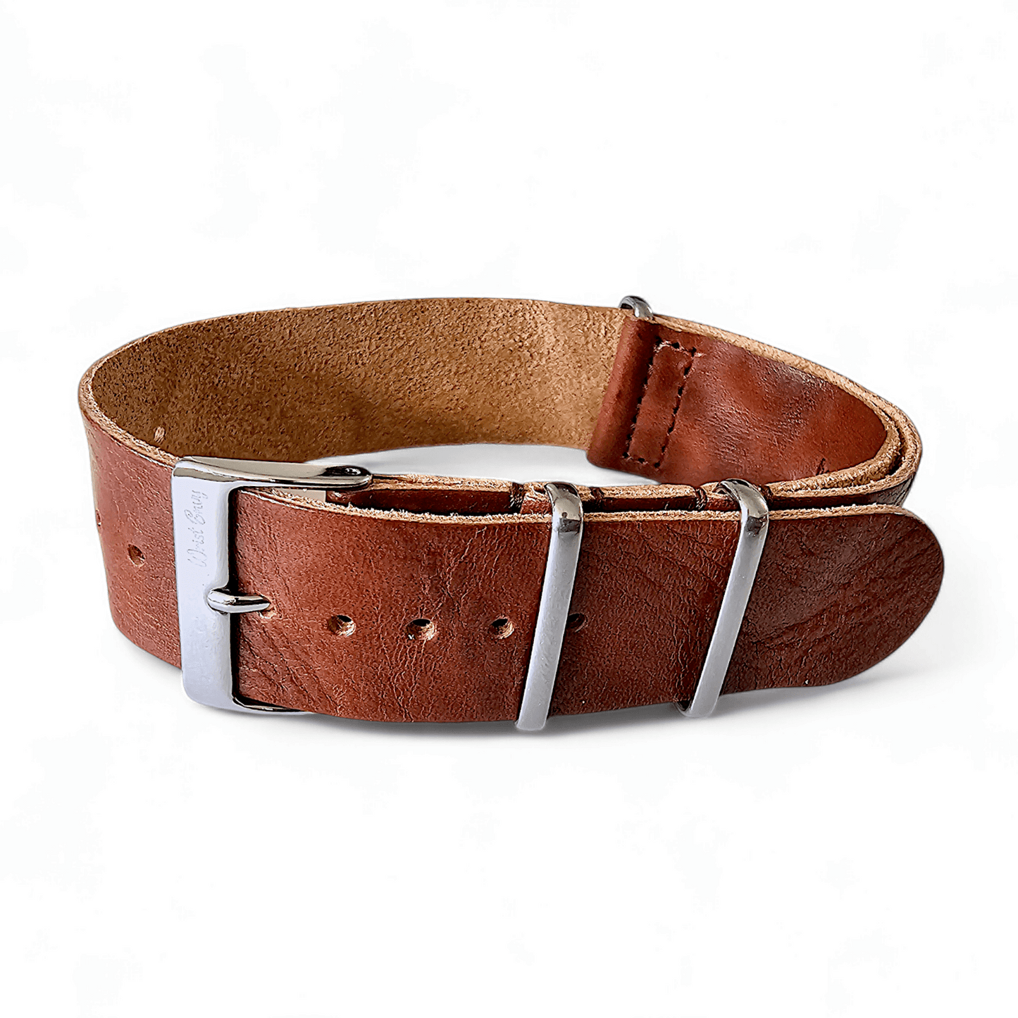 Italian Leather Military Watch Strap 18mm 20mm 22mm Mid Brown - Wrist Envy