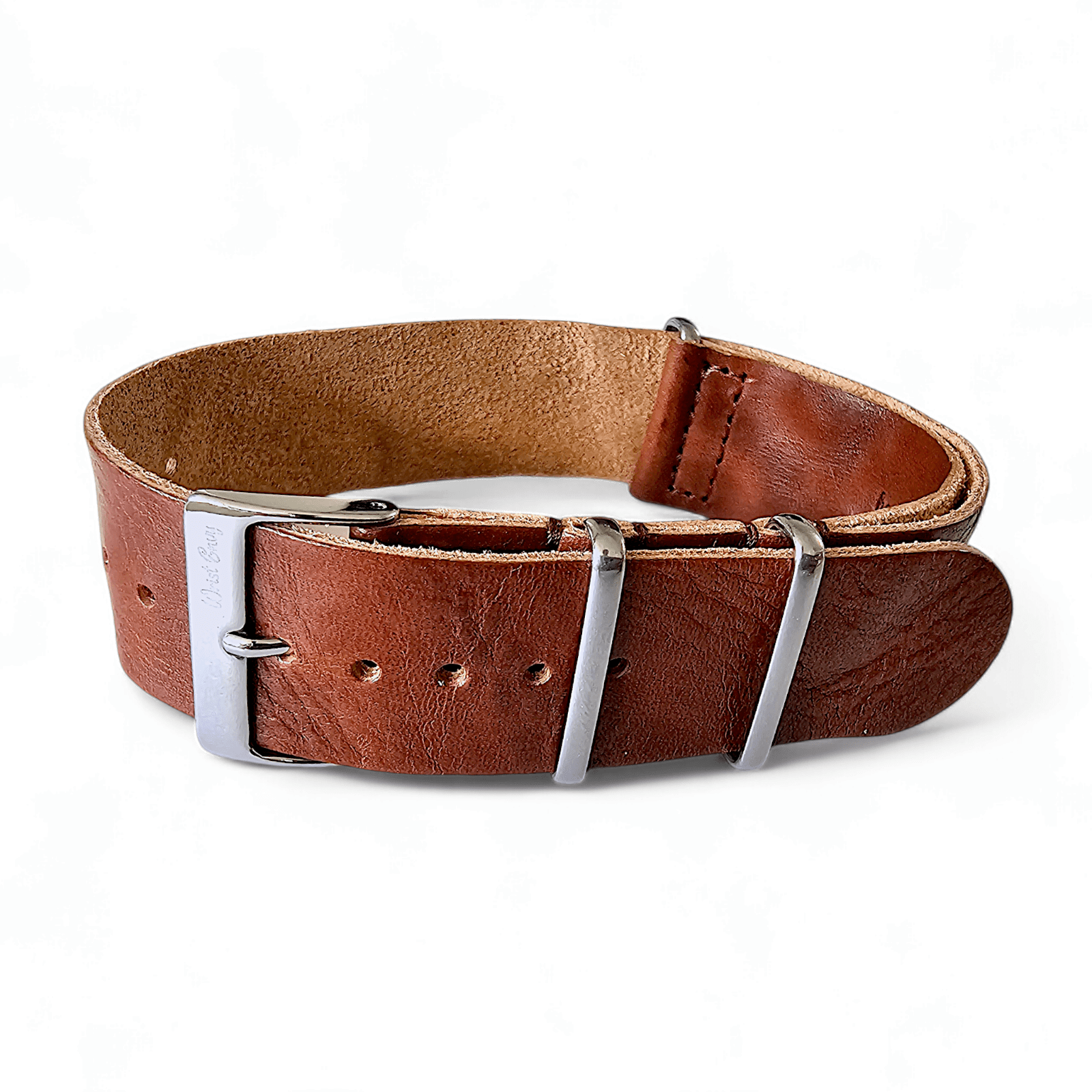 Italian Leather Military Watch Strap 18mm 20mm 22mm Mid Brown - Wrist Envy