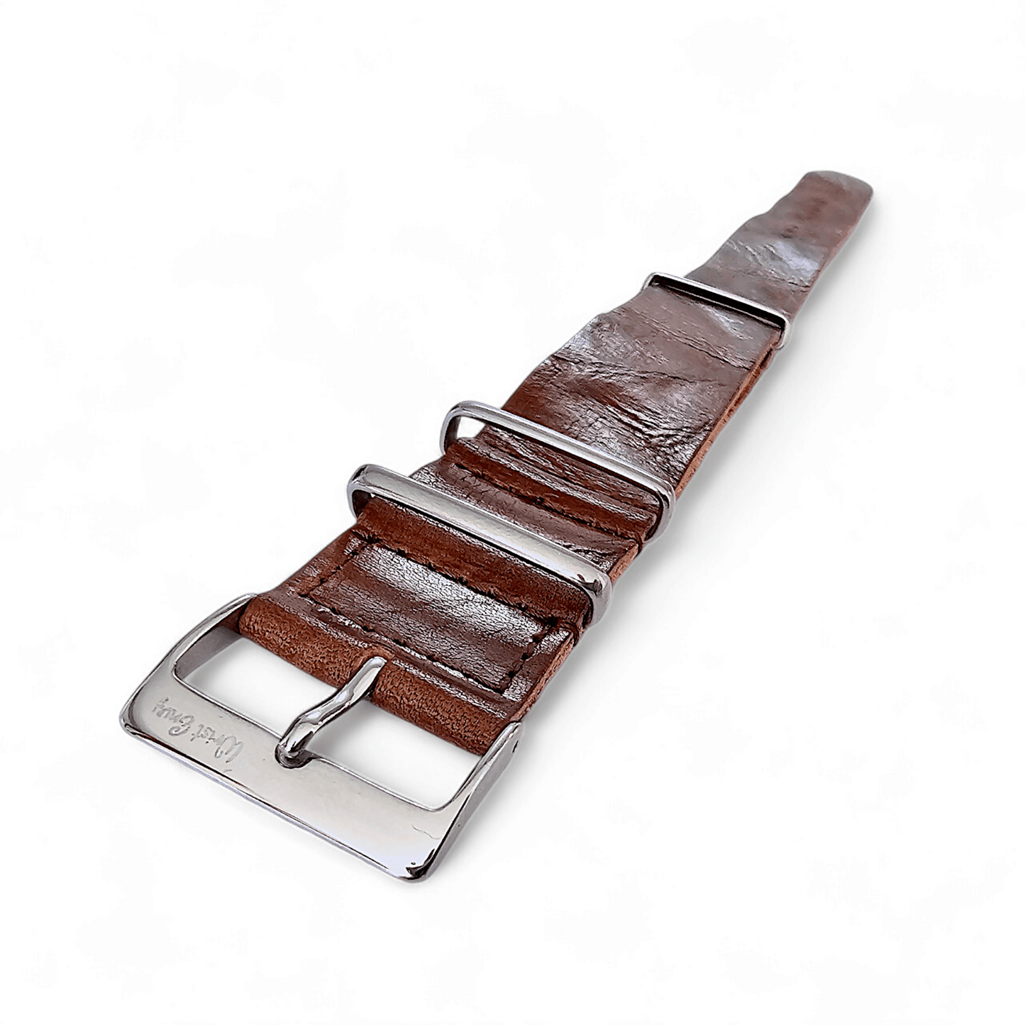 Italian Leather Military Watch Strap 18mm 20mm 22mm Mid Brown - Wrist Envy