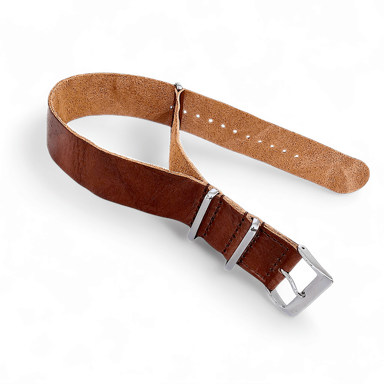 Italian Leather Military Watch Strap 18mm 20mm 22mm Mid Brown - Wrist Envy