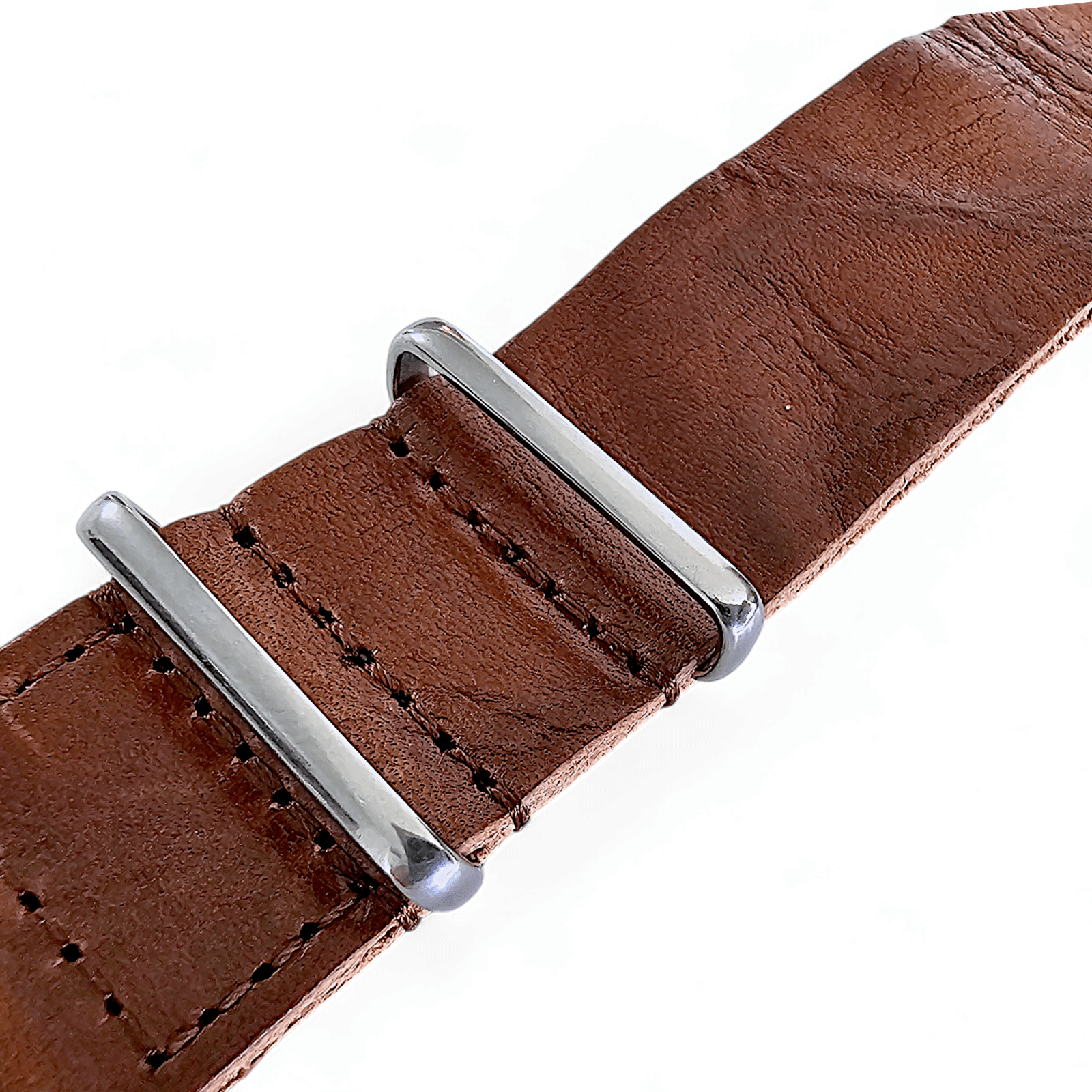Italian Leather Military Watch Strap 18mm 20mm 22mm Mid Brown - Wrist Envy