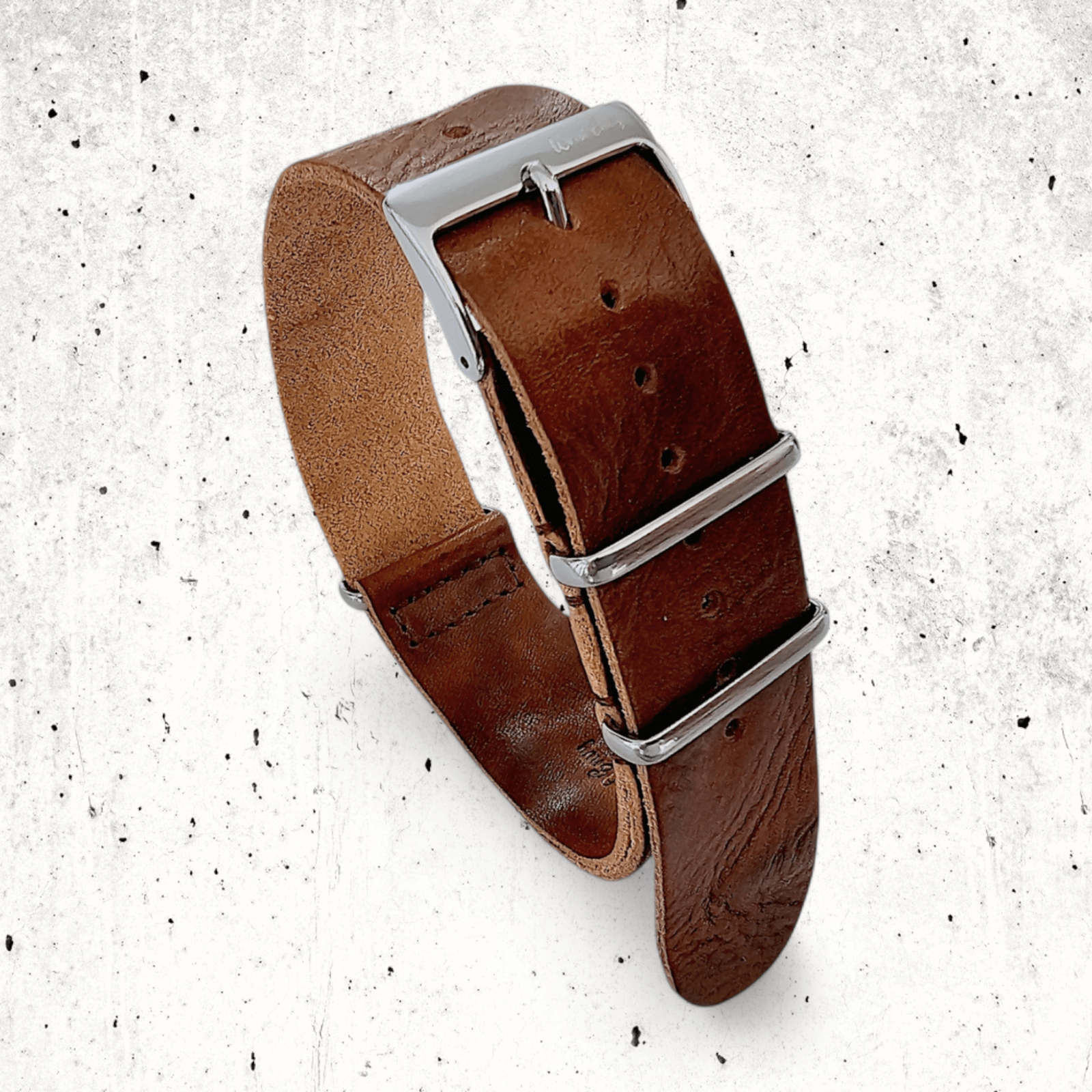 Italian Leather Military Watch Strap 18mm 20mm 22mm Mid Brown - Wrist Envy