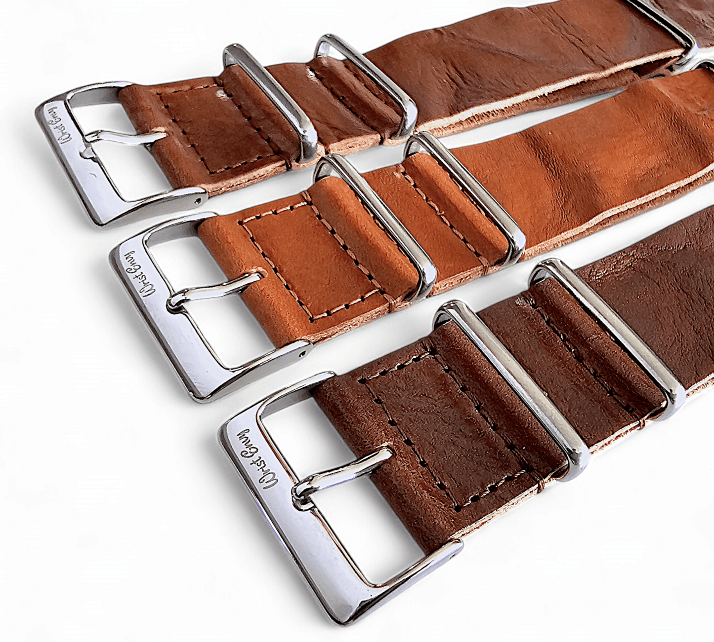 Italian Leather Military Watch Strap 18mm 20mm 22mm Mid Brown - Wrist Envy