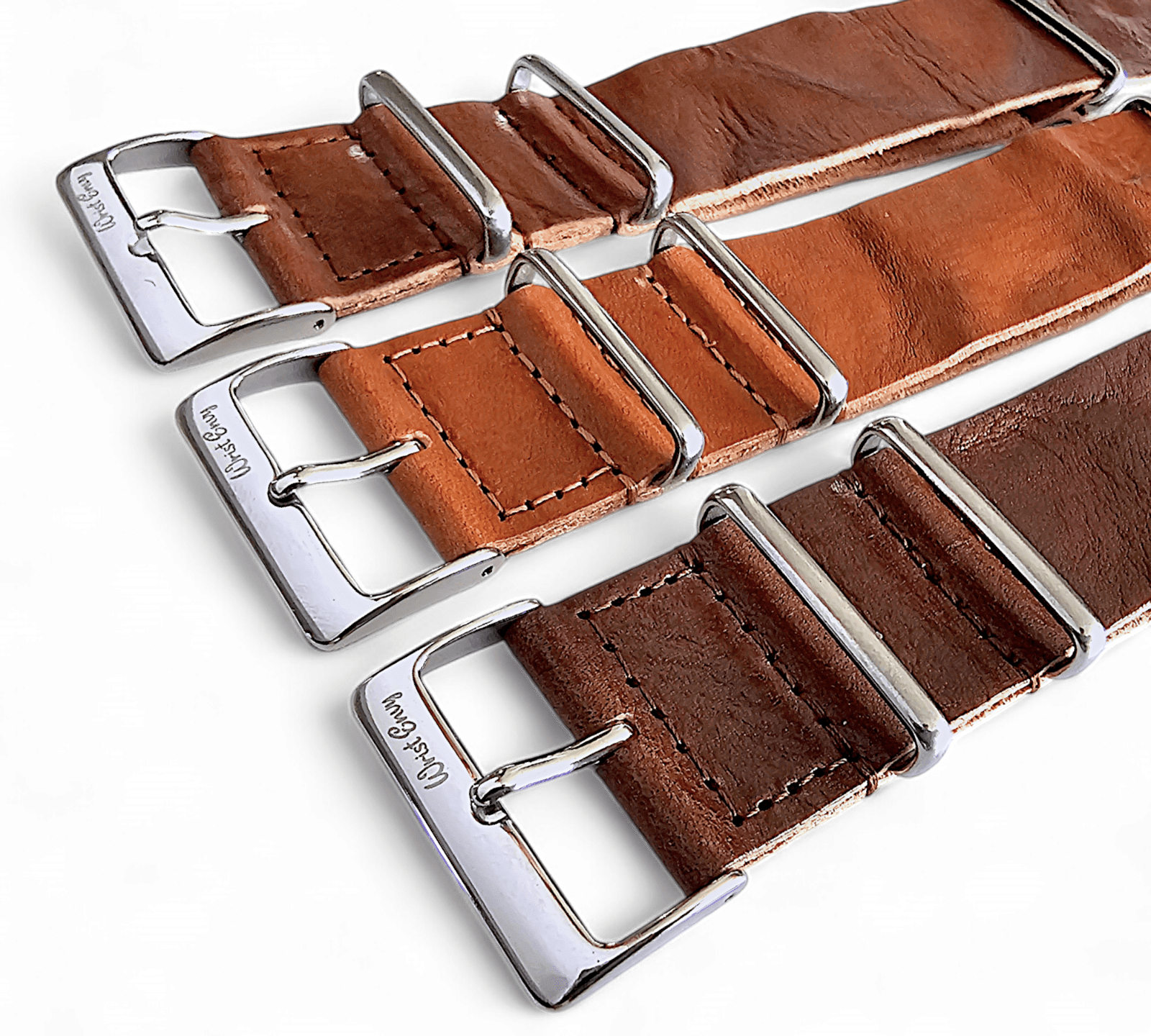 Italian Leather Military Watch Strap 18mm 20mm 22mm Mid Brown - Wrist Envy