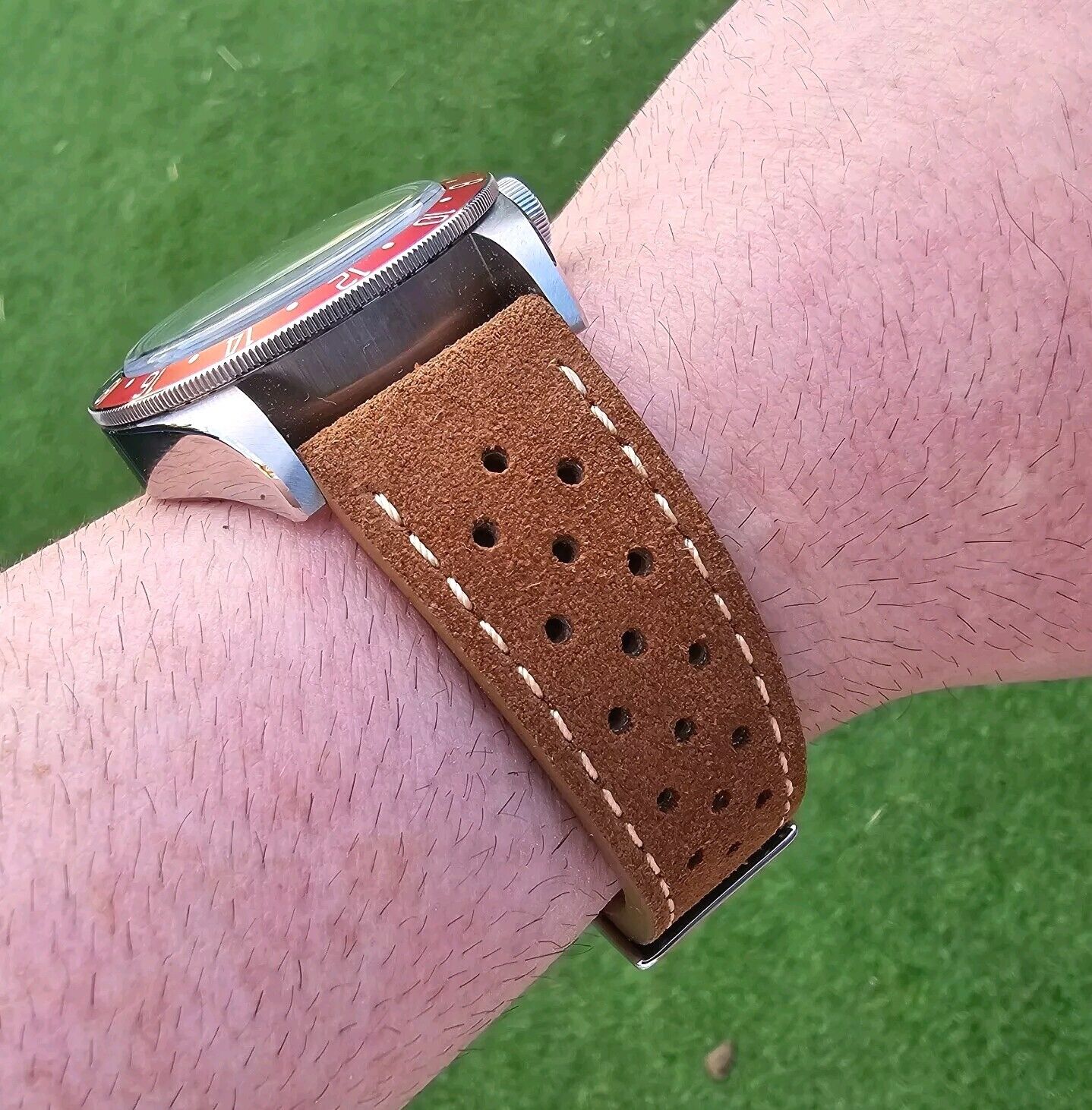 Italian Suede Leather Rally Strap Brown 20mm 22mm - Wrist Envy