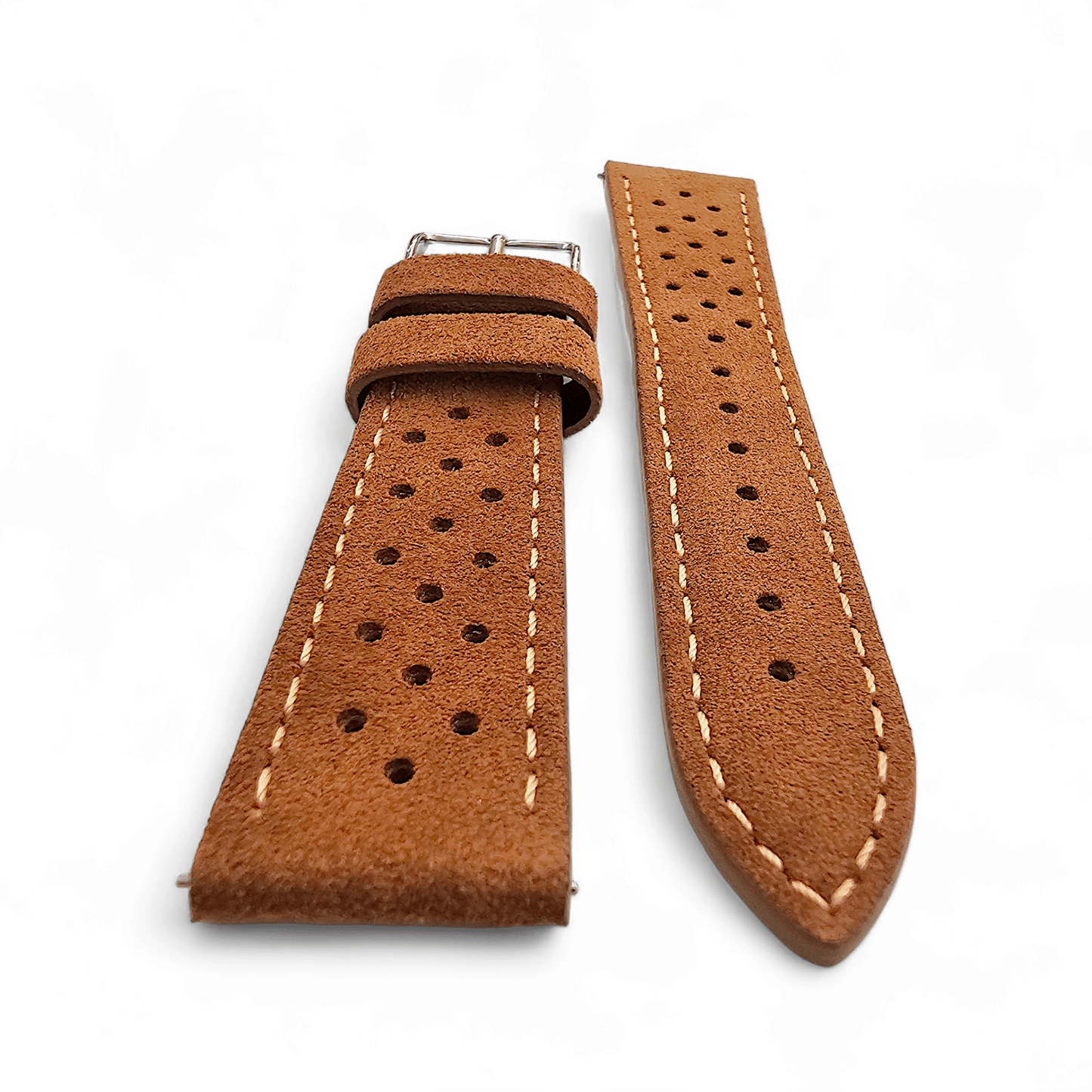Italian Suede Leather Rally Strap Brown 20mm 22mm - Wrist Envy