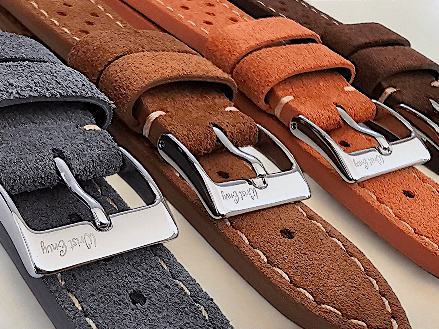 Italian Suede Leather Rally Strap Brown 20mm 22mm - Wrist Envy