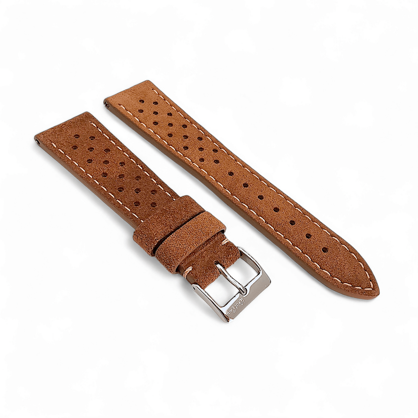 Italian Suede Leather Rally Strap Brown 20mm 22mm - Wrist Envy