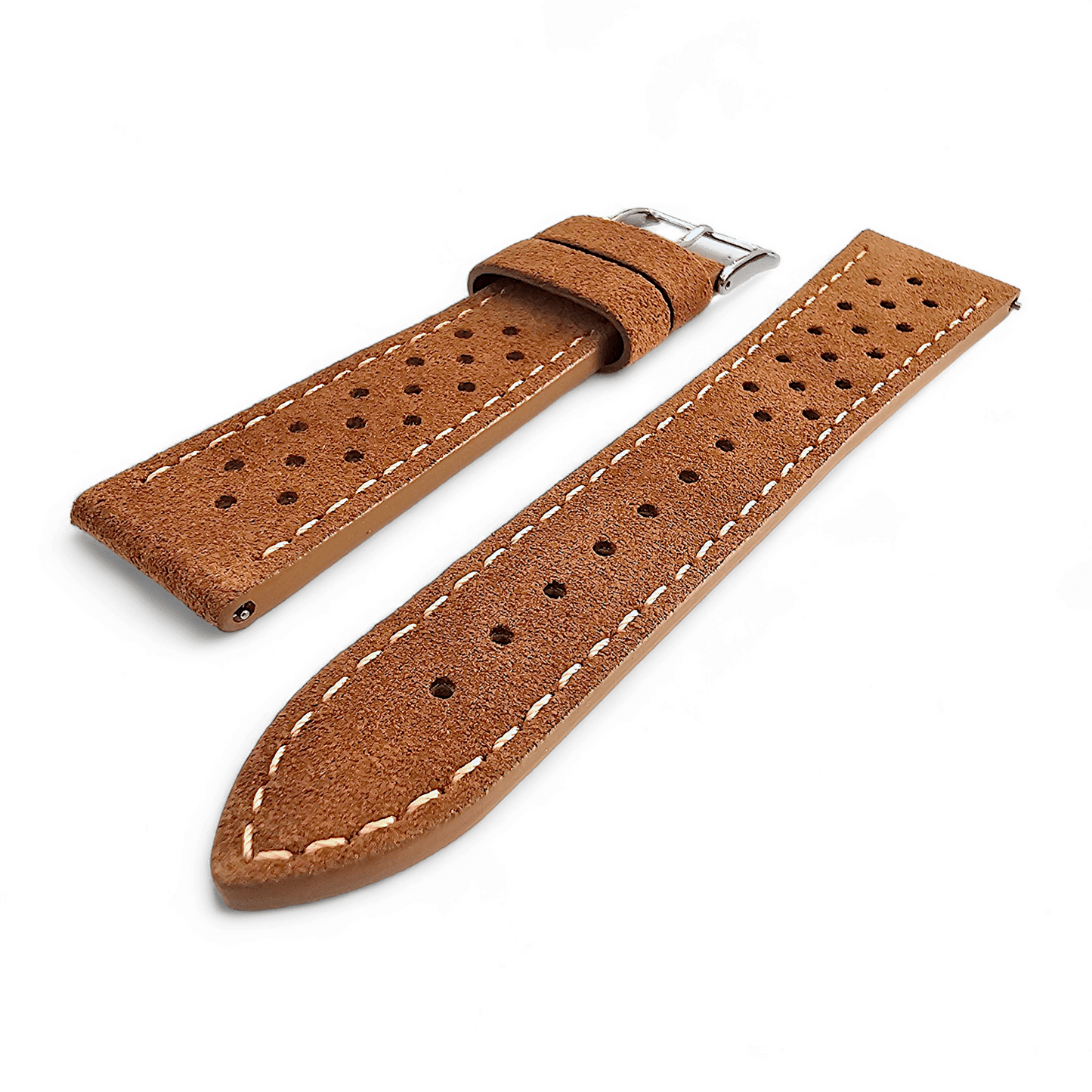 Italian Suede Leather Rally Strap Brown 20mm 22mm - Wrist Envy