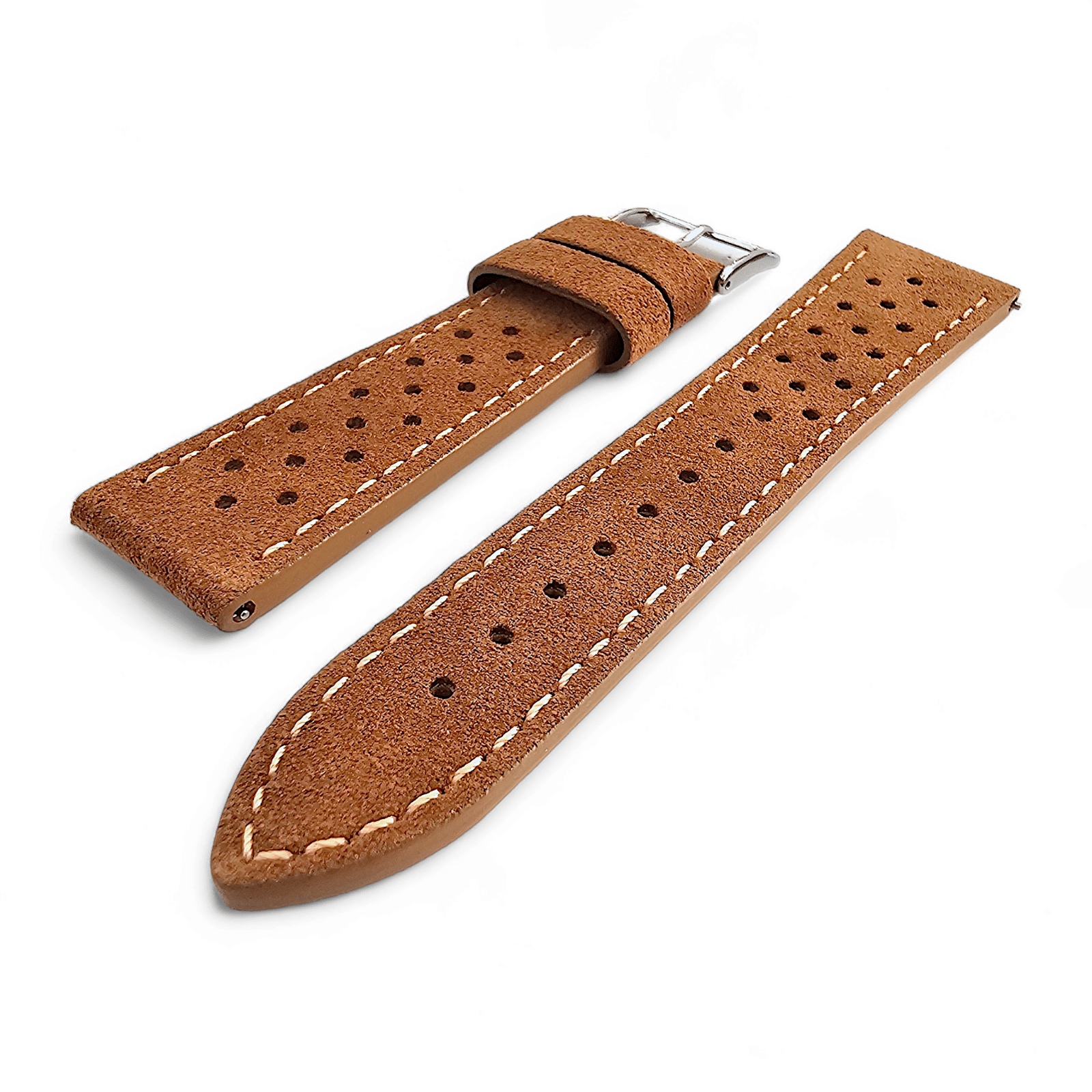 Italian Suede Leather Rally Strap Brown 20mm 22mm - Wrist Envy