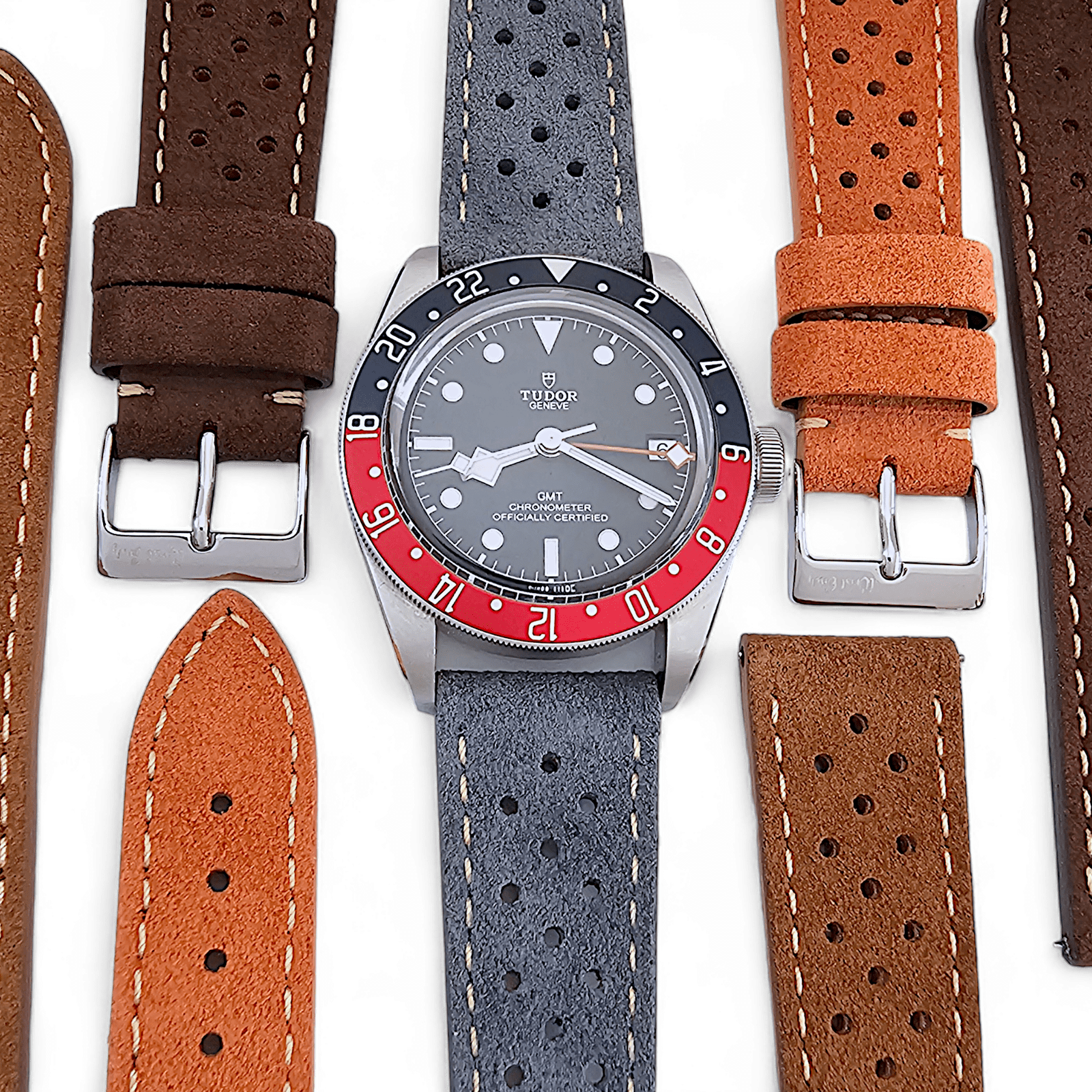 Italian Suede Leather Rally Strap Brown 20mm 22mm - Wrist Envy
