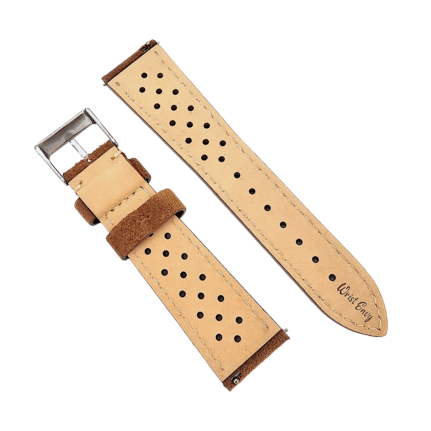 Italian Suede Leather Rally Strap Brown 20mm 22mm - Wrist Envy