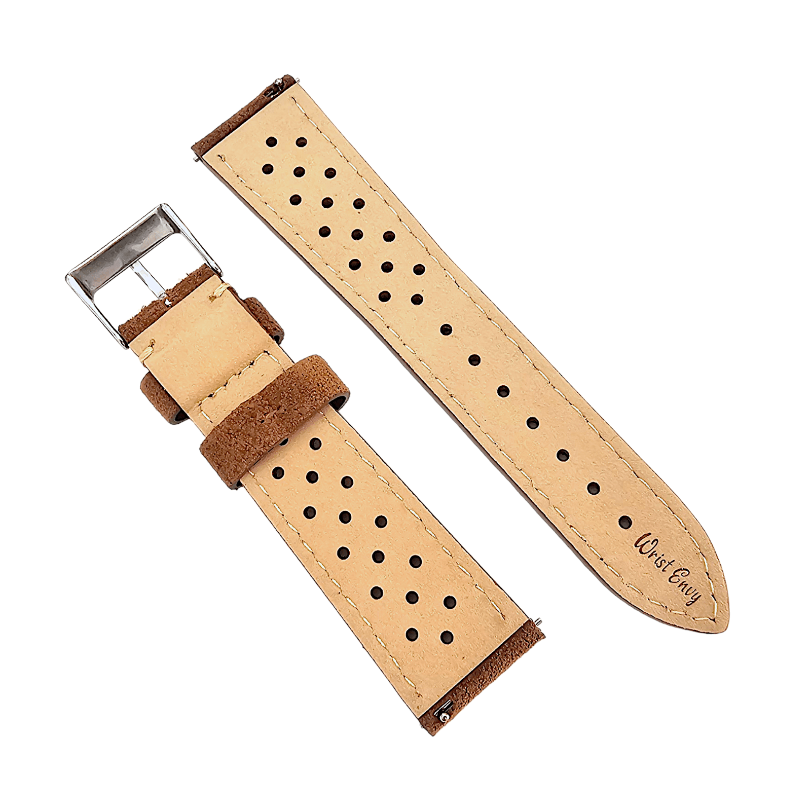 Italian Suede Leather Rally Strap Brown 20mm 22mm - Wrist Envy