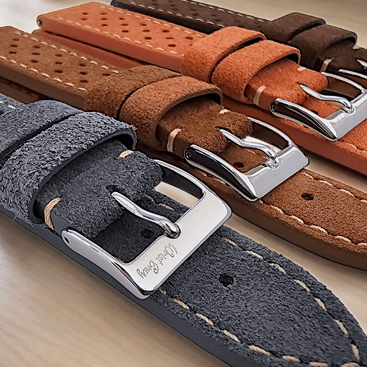 Italian Suede Leather Rally Strap Brown 20mm 22mm - Wrist Envy