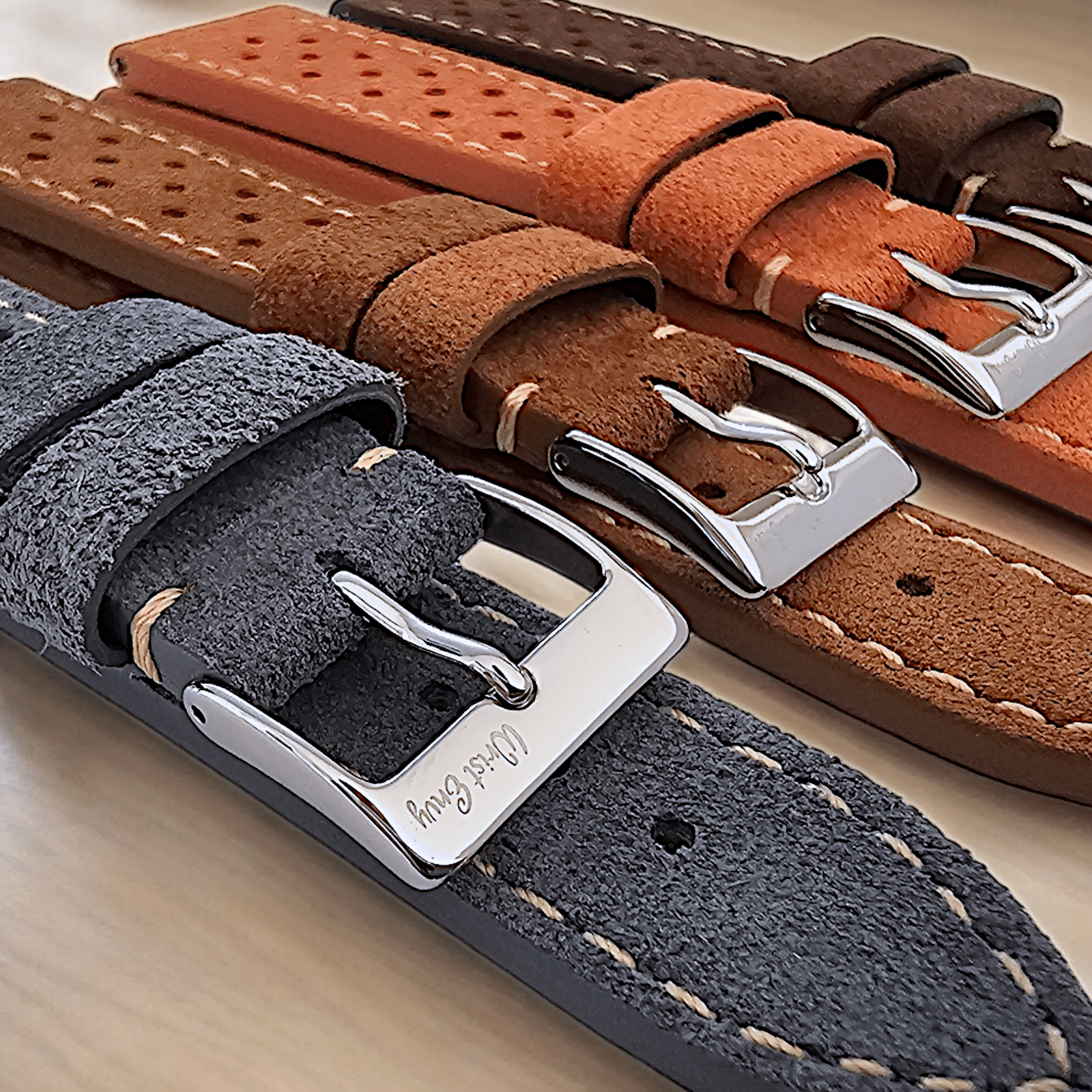 Italian Suede Leather Rally Strap Brown 20mm 22mm - Wrist Envy
