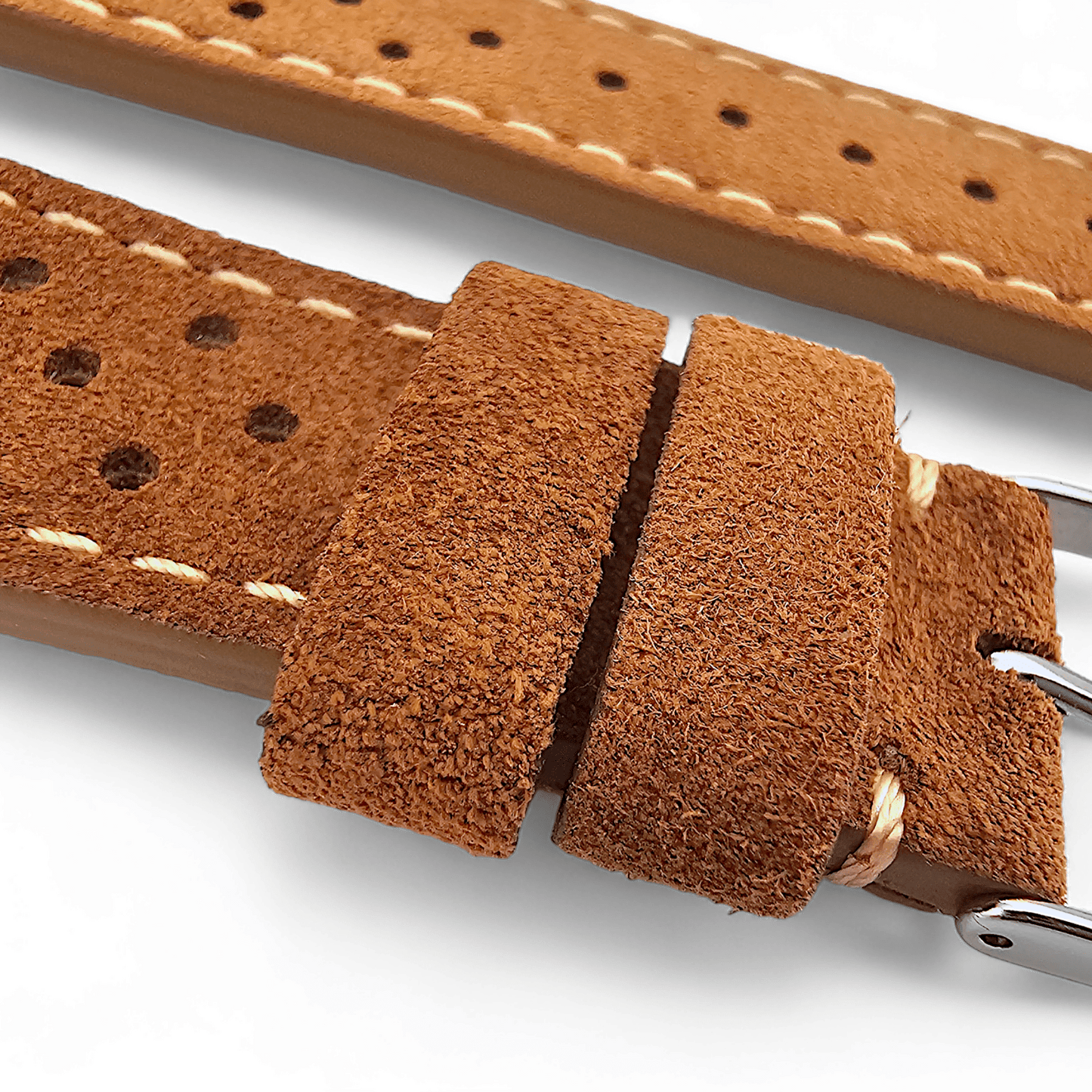 Italian Suede Leather Rally Strap Brown 20mm 22mm - Wrist Envy