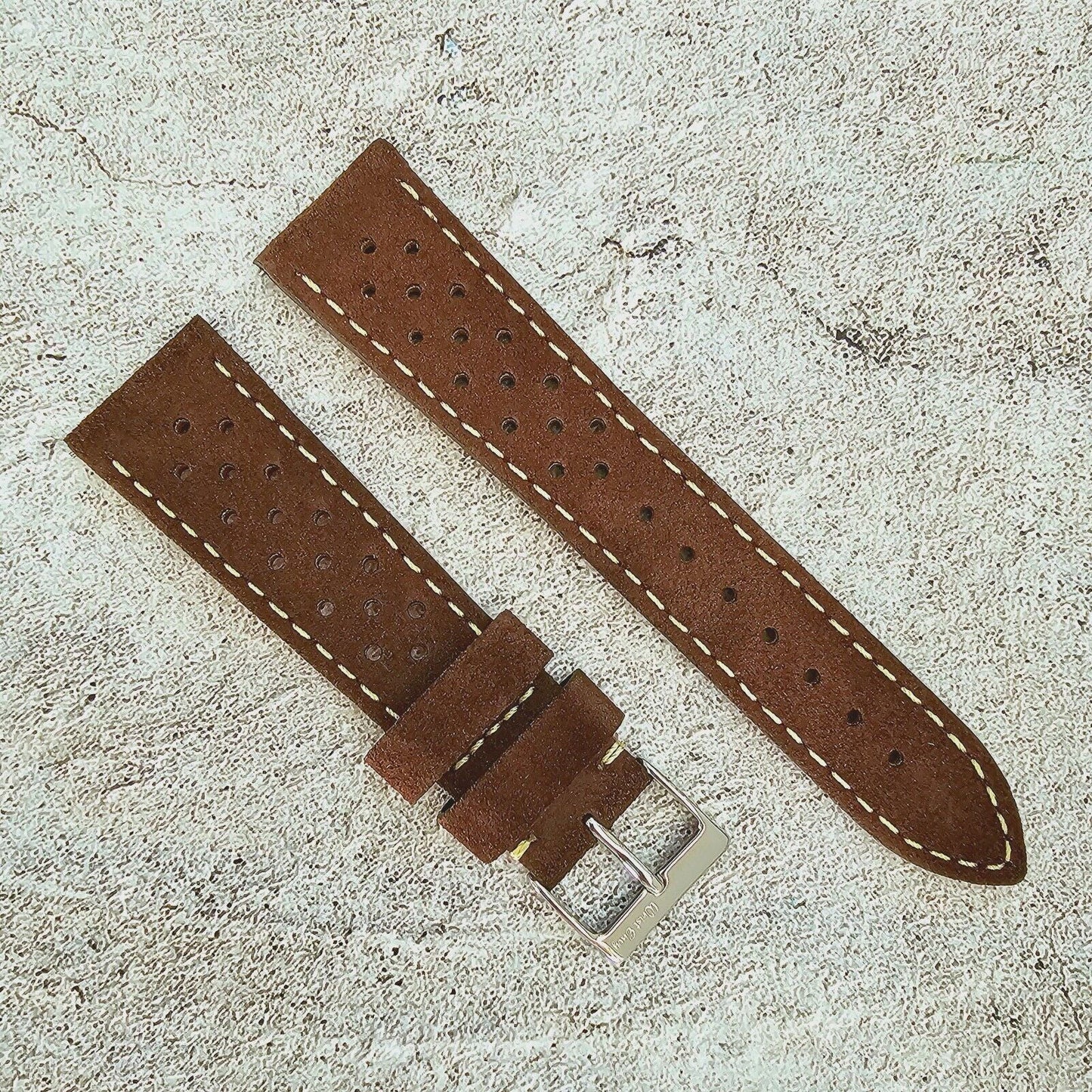 Italian Suede Leather Rally Strap Dark Brown 20mm 22mm - Wrist Envy