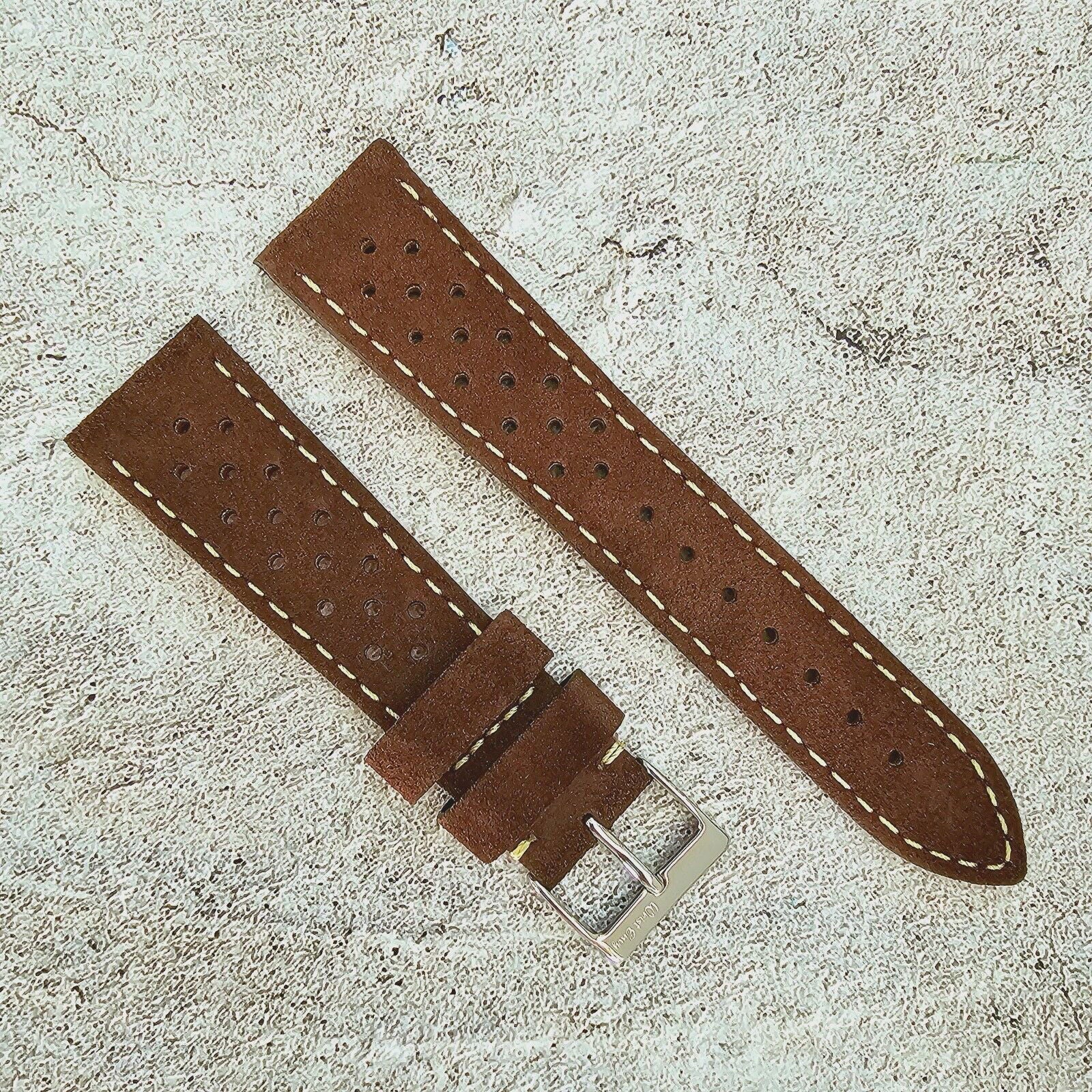 Italian Suede Leather Rally Strap Dark Brown 20mm 22mm - Wrist Envy
