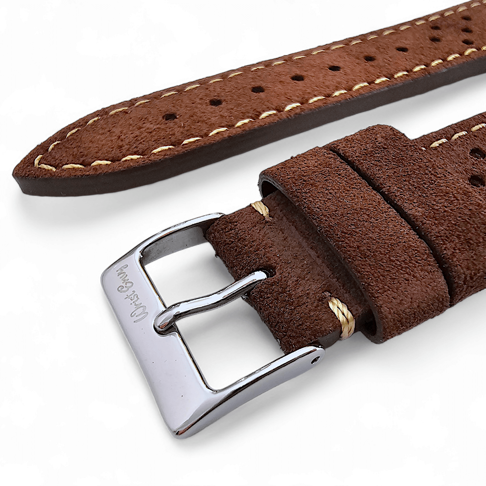 Italian Suede Leather Rally Strap Dark Brown 20mm 22mm - Wrist Envy