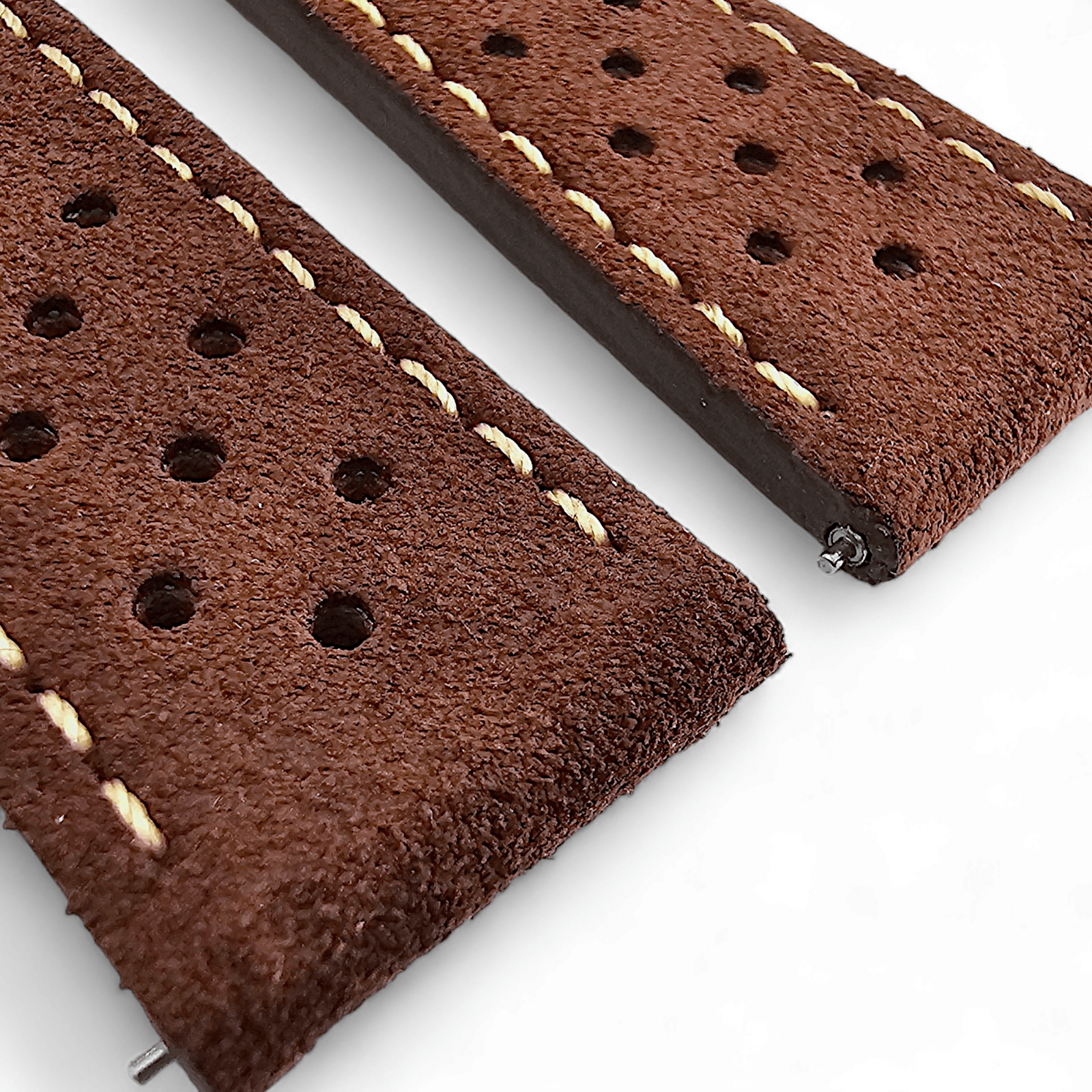 Italian Suede Leather Rally Strap Dark Brown 20mm 22mm - Wrist Envy