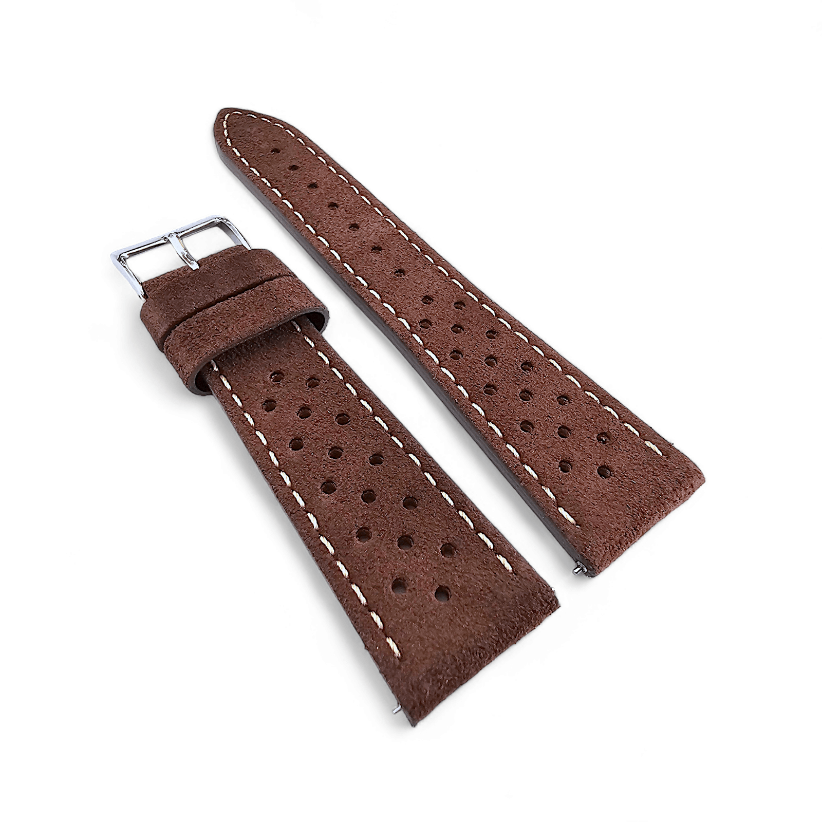 Italian Suede Leather Rally Strap Dark Brown 20mm 22mm - Wrist Envy
