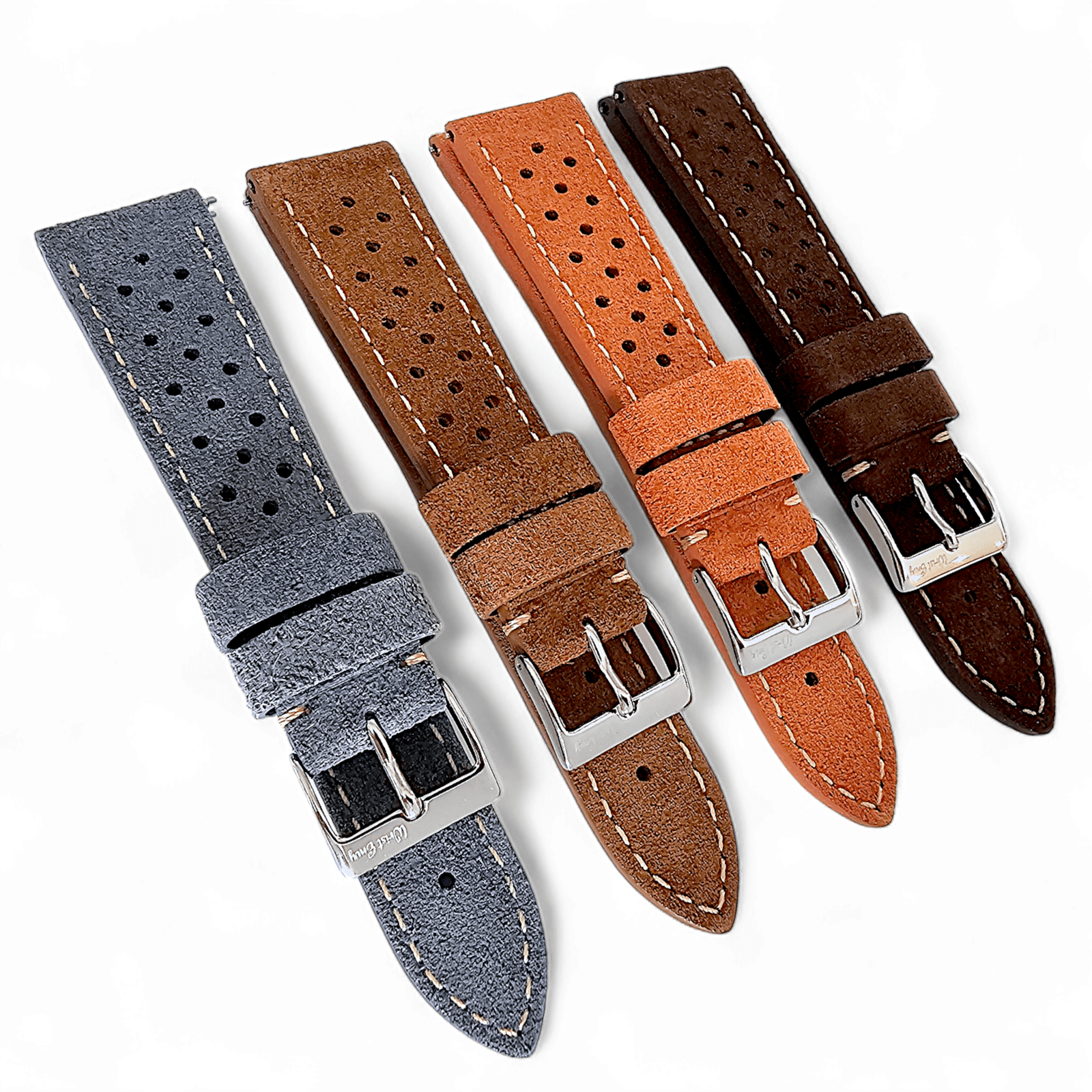 Italian Suede Leather Rally Strap Dark Brown 20mm 22mm - Wrist Envy