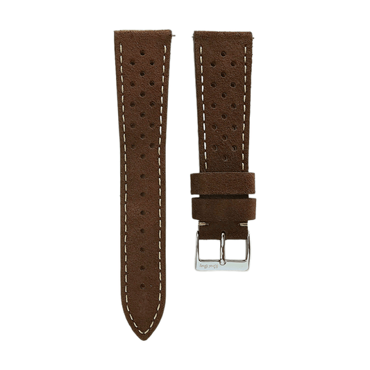 Italian Suede Leather Rally Strap Dark Brown 20mm 22mm - Wrist Envy