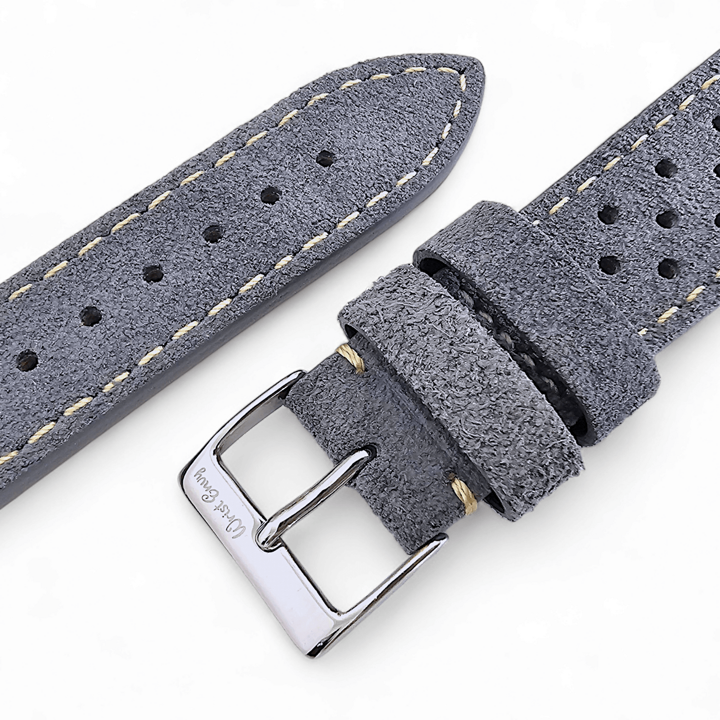 Italian Suede Leather Rally Strap Slate Grey 20mm 22mm - Wrist Envy