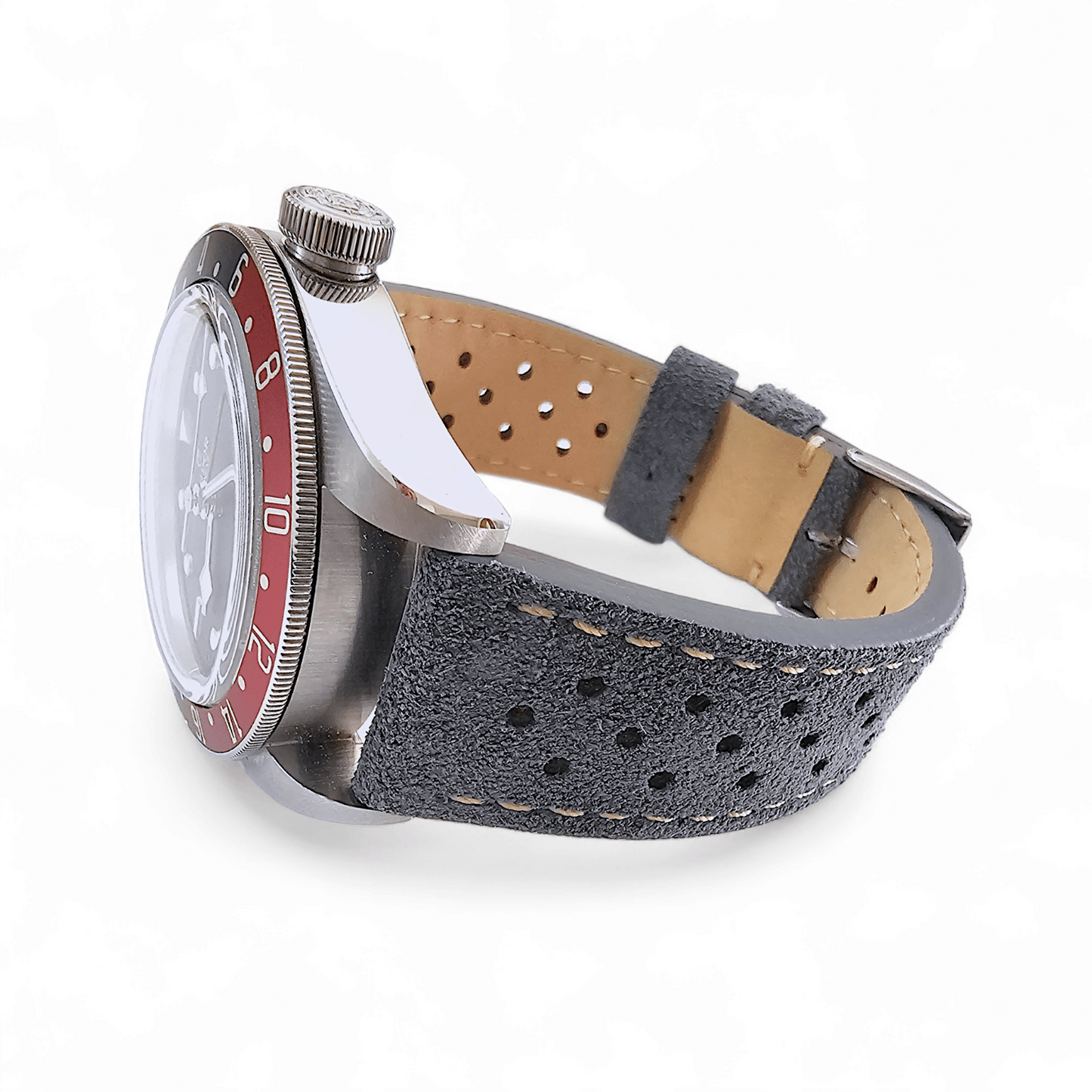 Italian Suede Leather Rally Strap Slate Grey 20mm 22mm - Wrist Envy