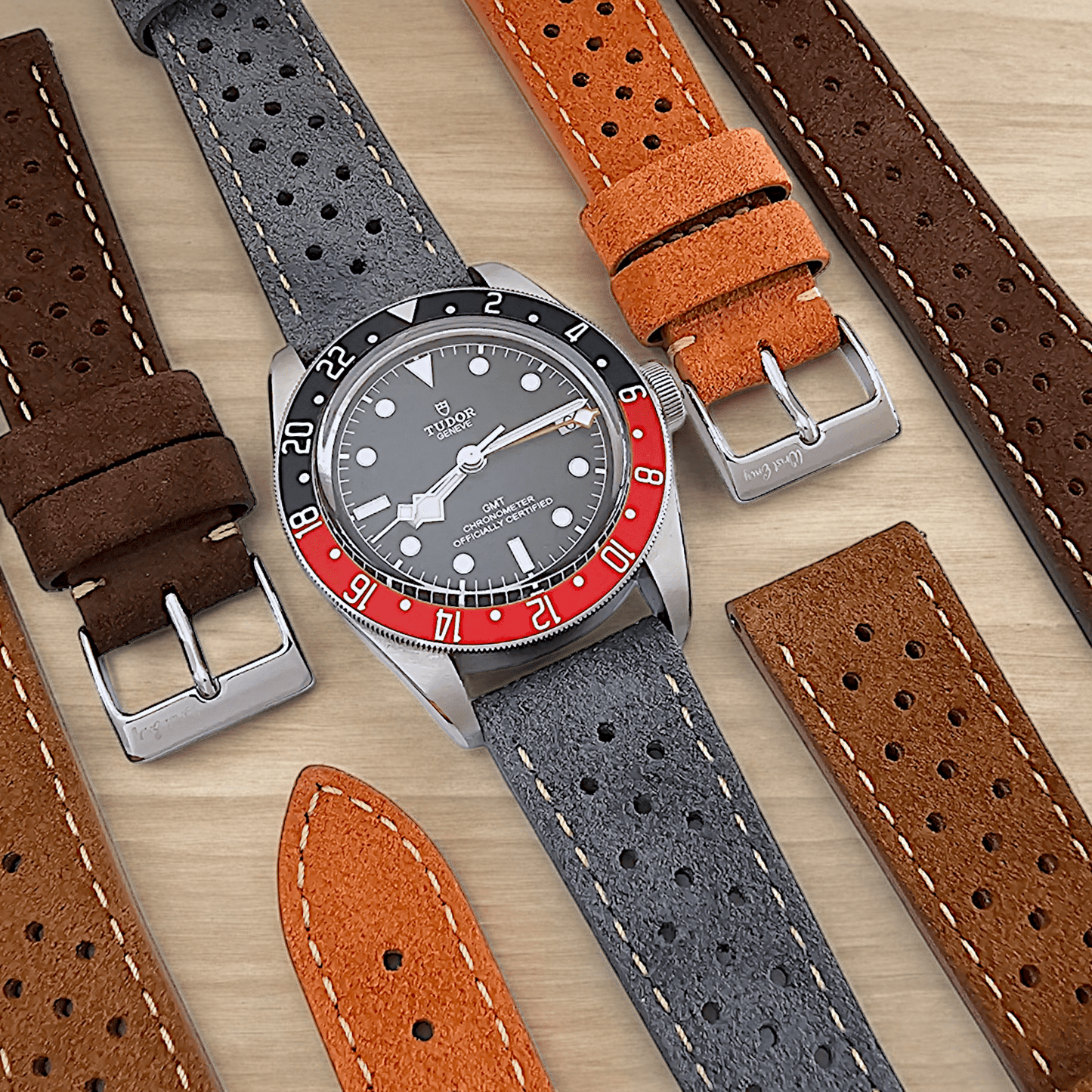 Italian Suede Leather Rally Strap Slate Grey 20mm 22mm - Wrist Envy