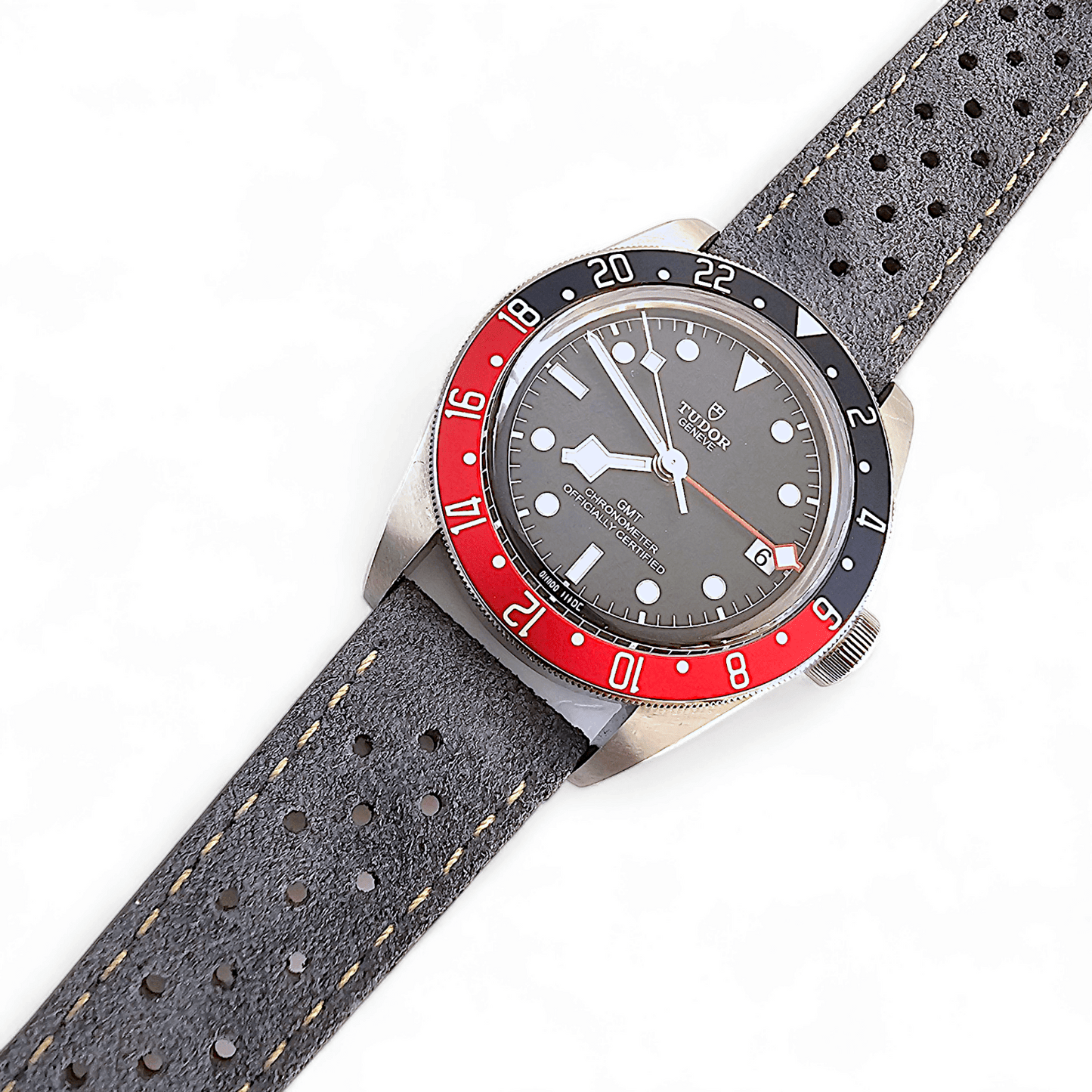 Italian Suede Leather Rally Strap Slate Grey 20mm 22mm - Wrist Envy