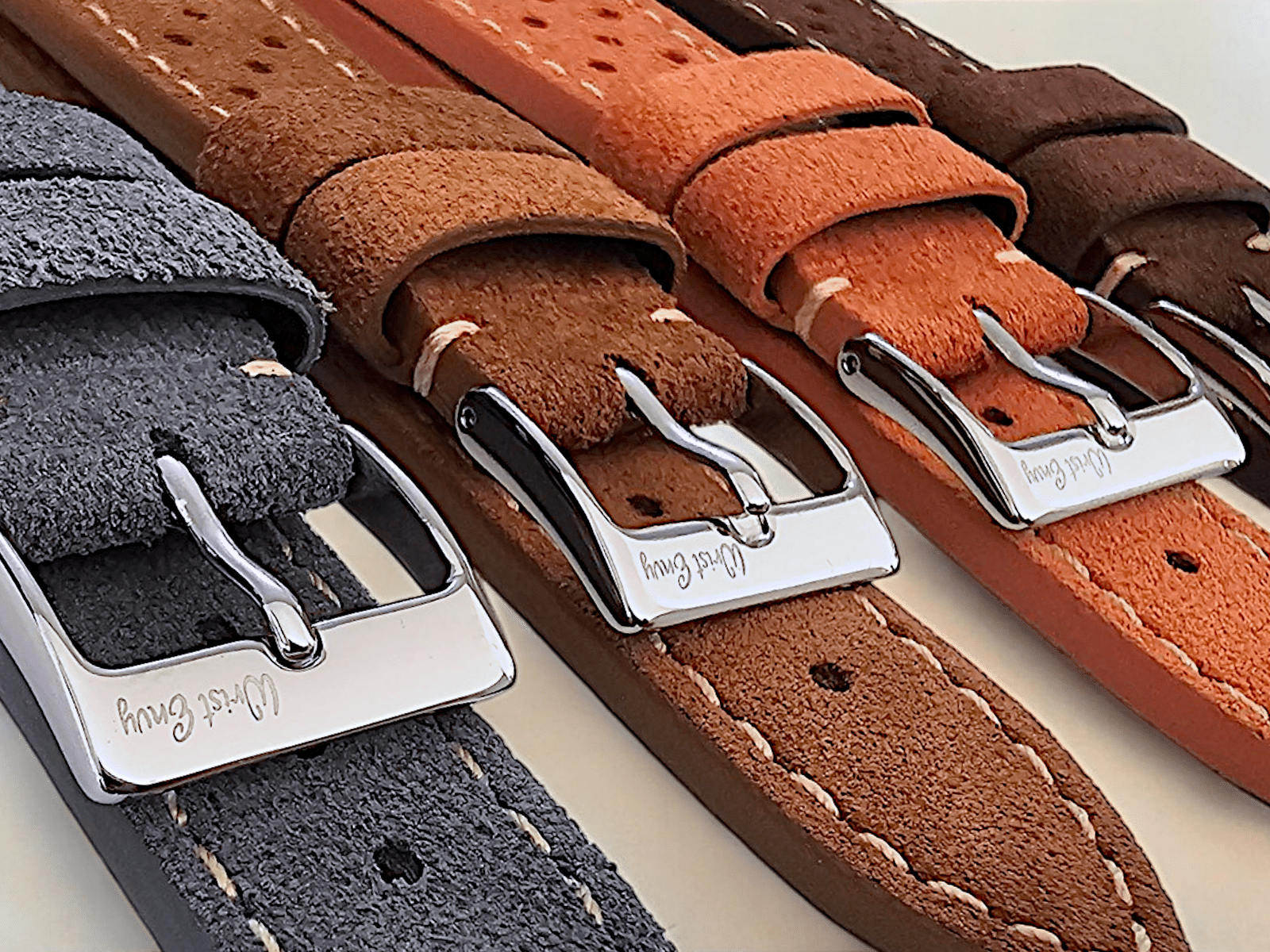 Italian Suede Leather Rally Strap Slate Grey 20mm 22mm - Wrist Envy