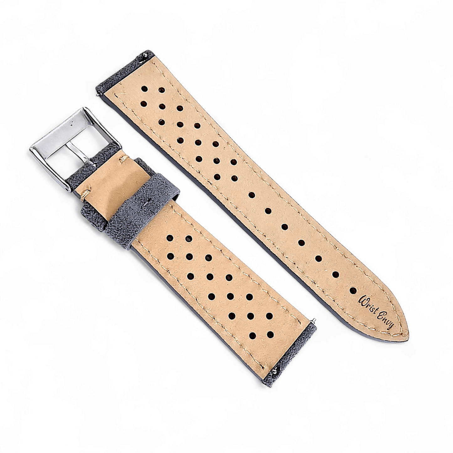 Italian Suede Leather Rally Strap Slate Grey 20mm 22mm - Wrist Envy