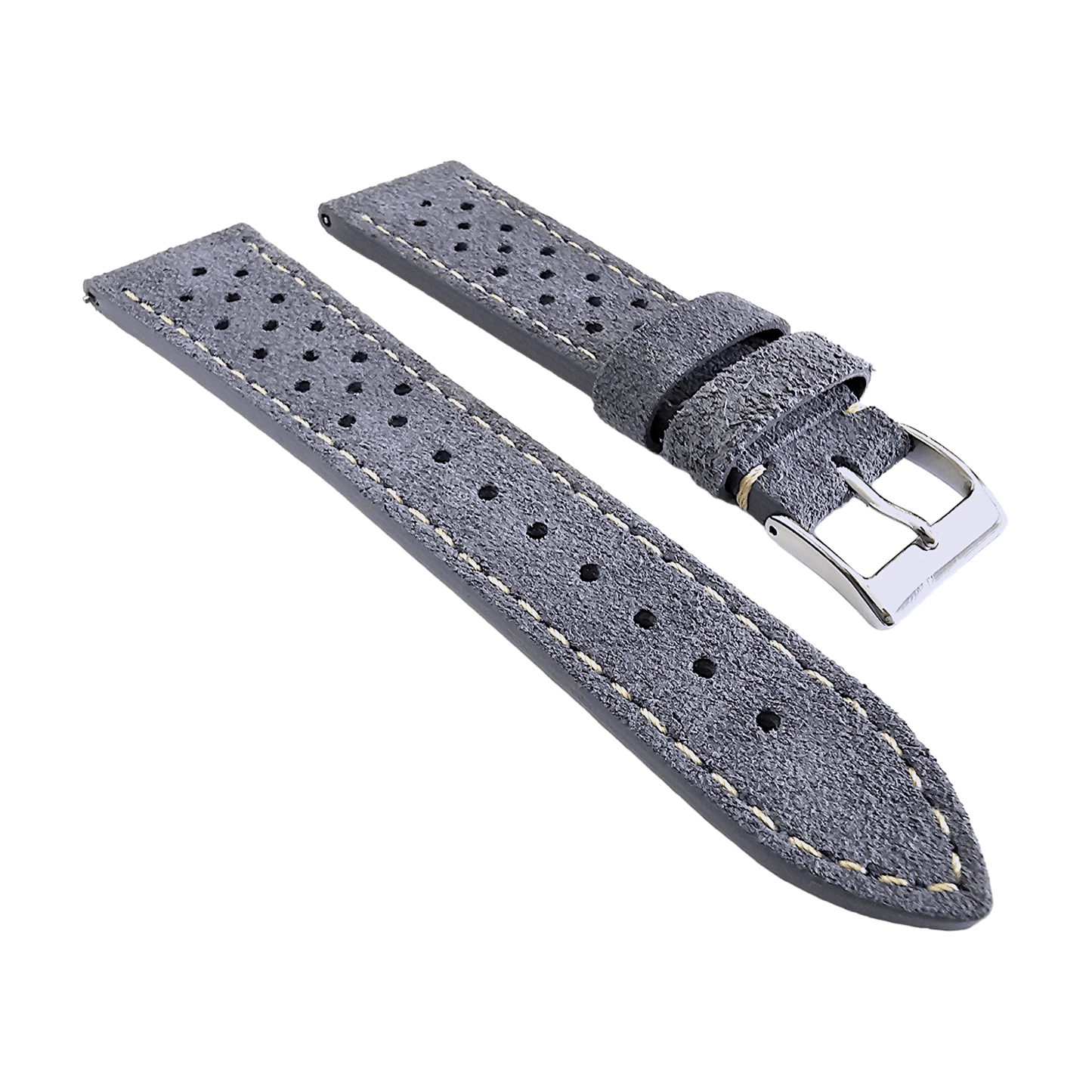 Italian Suede Leather Rally Strap Slate Grey 20mm 22mm - Wrist Envy