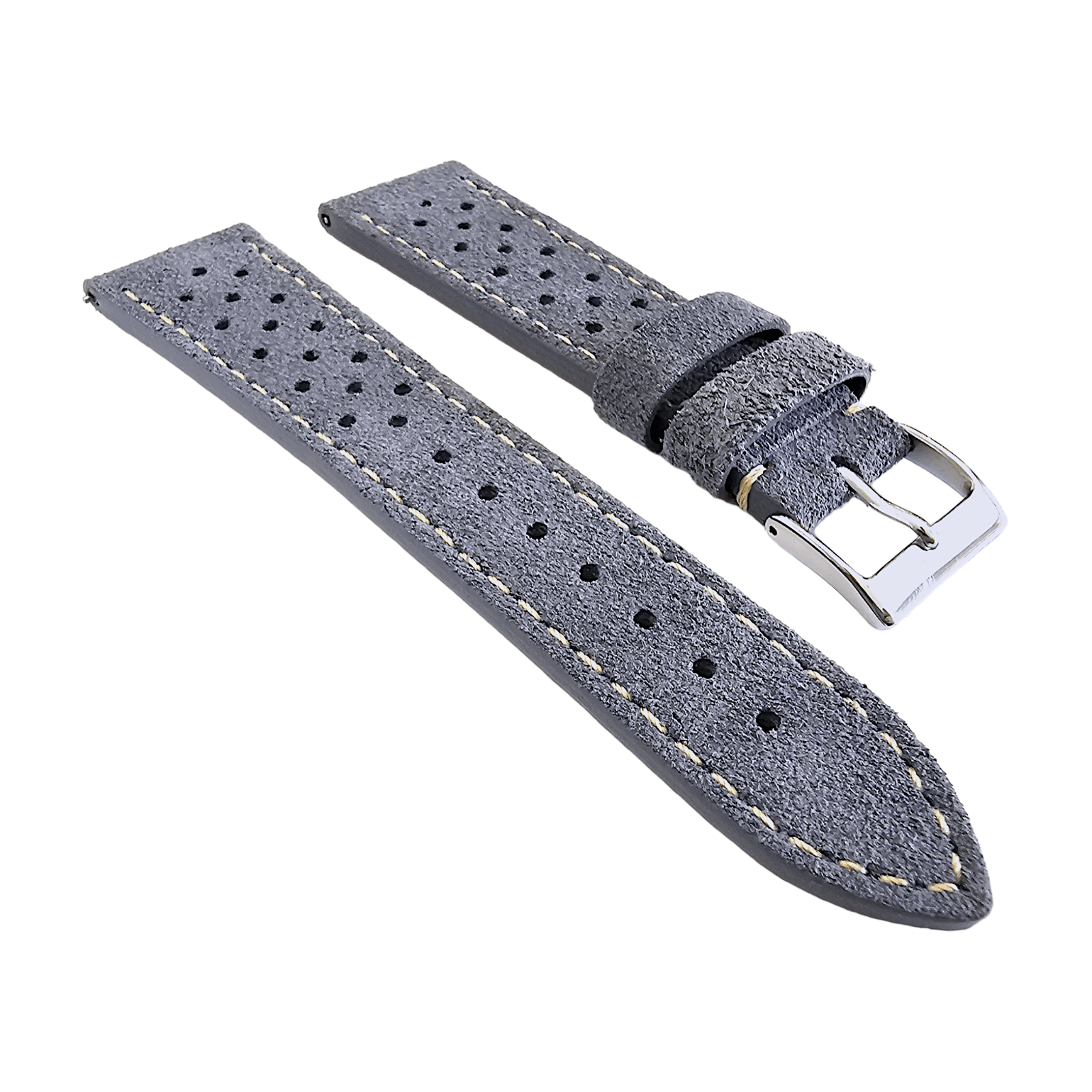 Italian Suede Leather Rally Strap Slate Grey 20mm 22mm - Wrist Envy