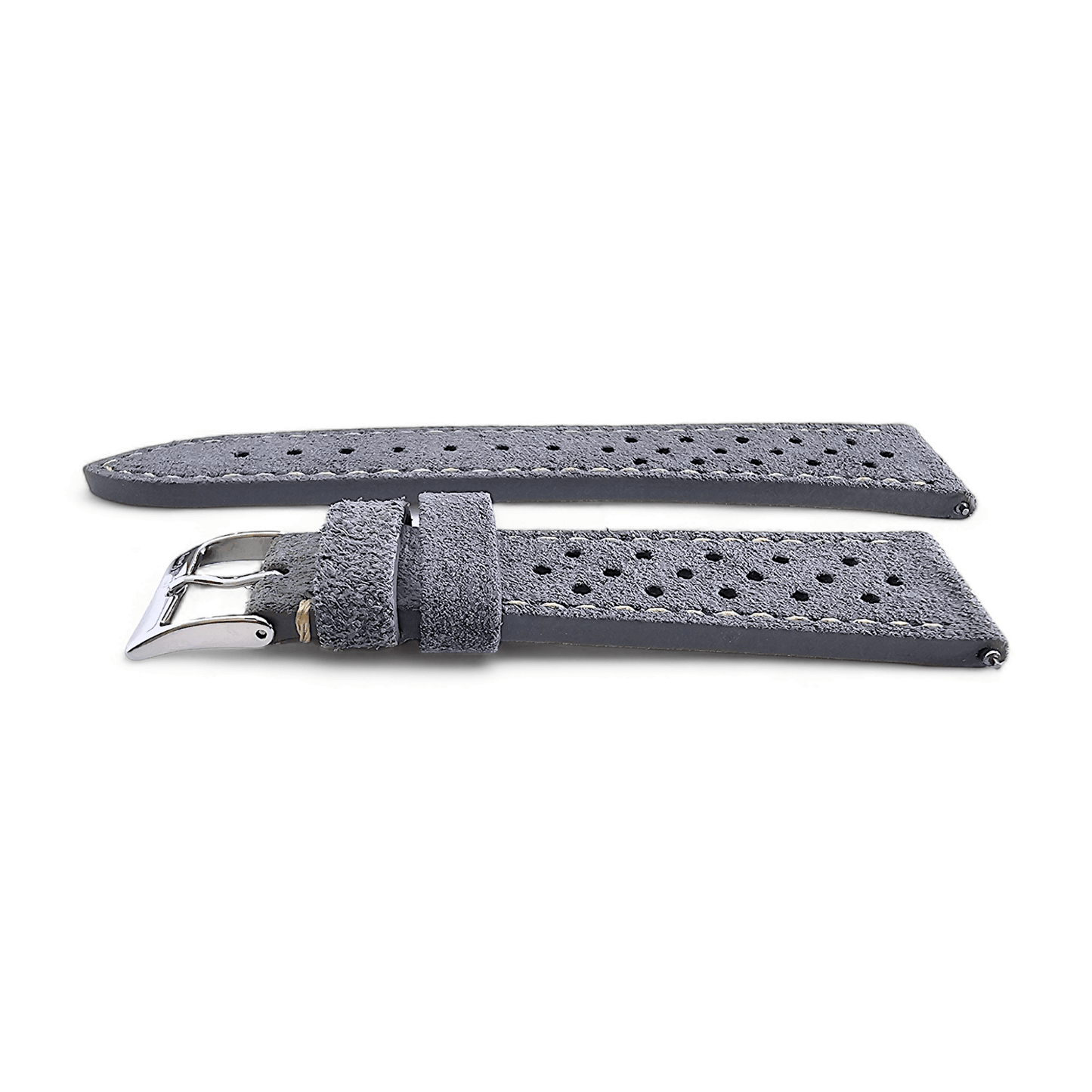 Italian Suede Leather Rally Strap Slate Grey 20mm 22mm - Wrist Envy