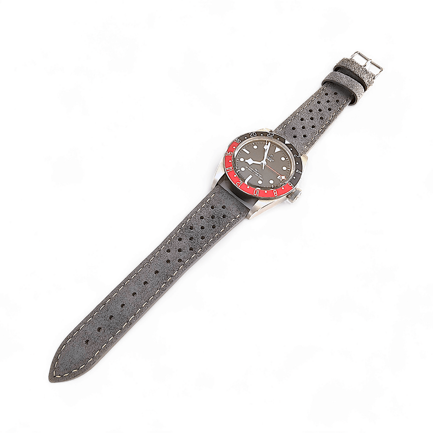 Italian Suede Leather Rally Strap Slate Grey 20mm 22mm - Wrist Envy