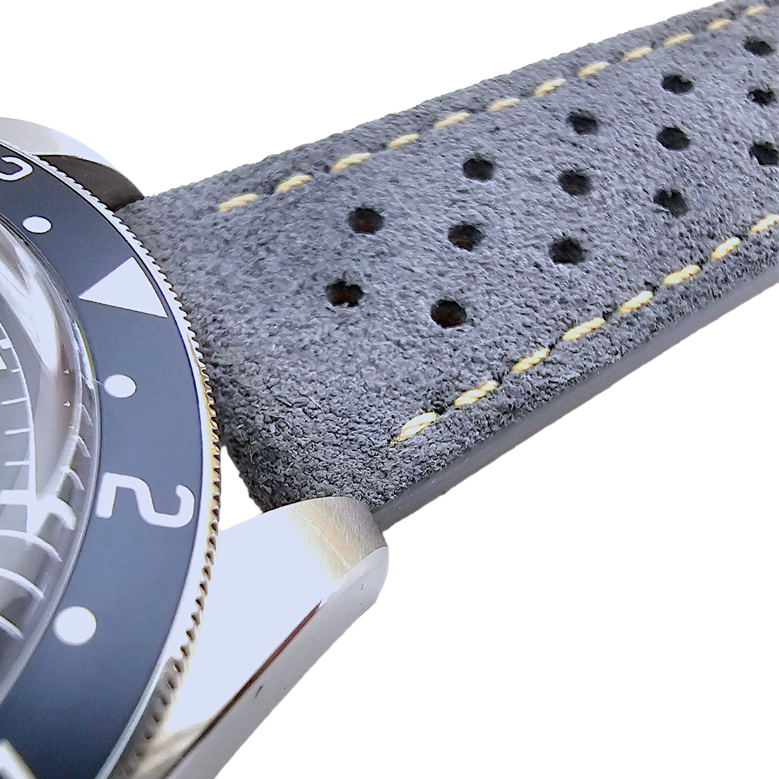 Italian Suede Leather Rally Strap Slate Grey 20mm 22mm - Wrist Envy