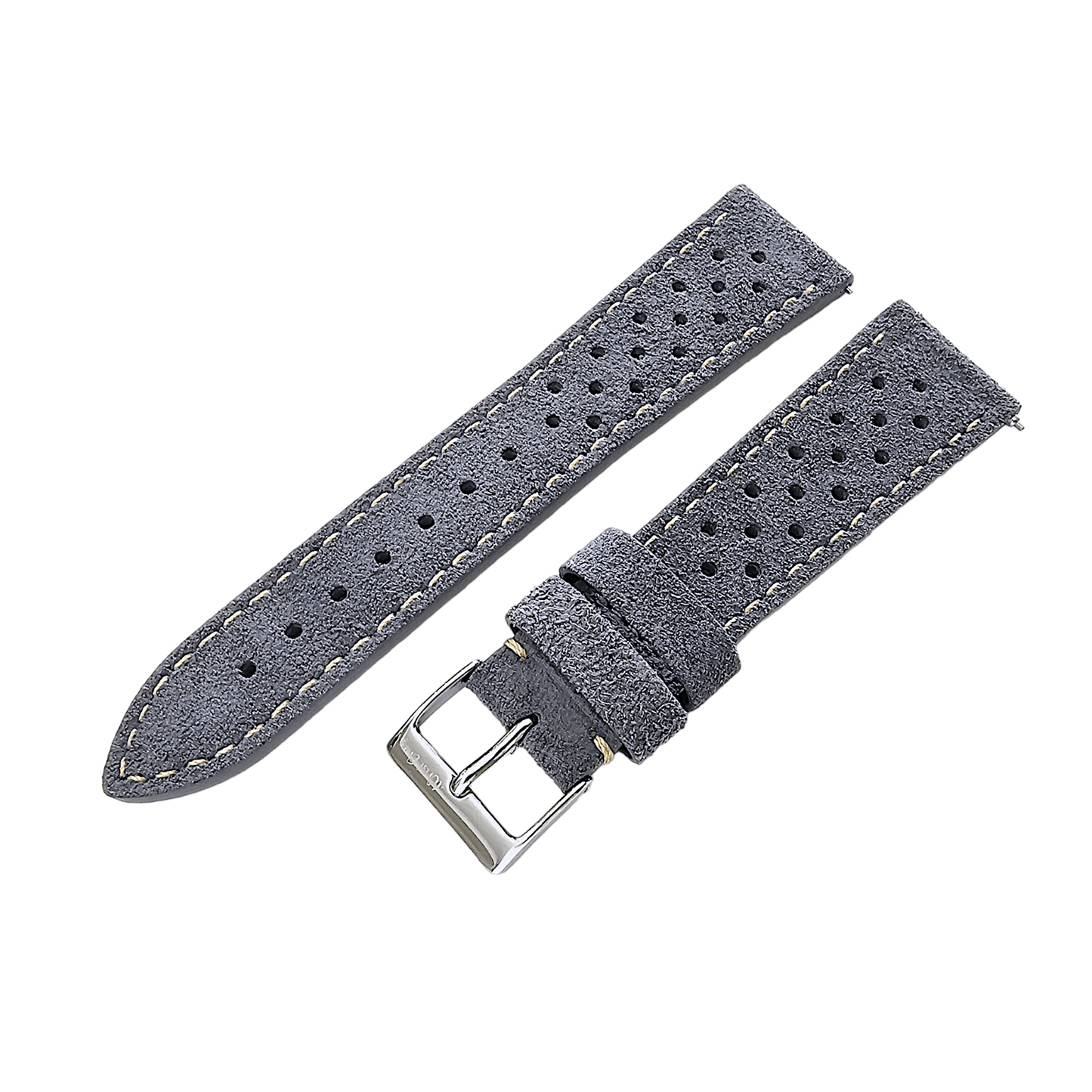 Italian Suede Leather Rally Strap Slate Grey 20mm 22mm - Wrist Envy